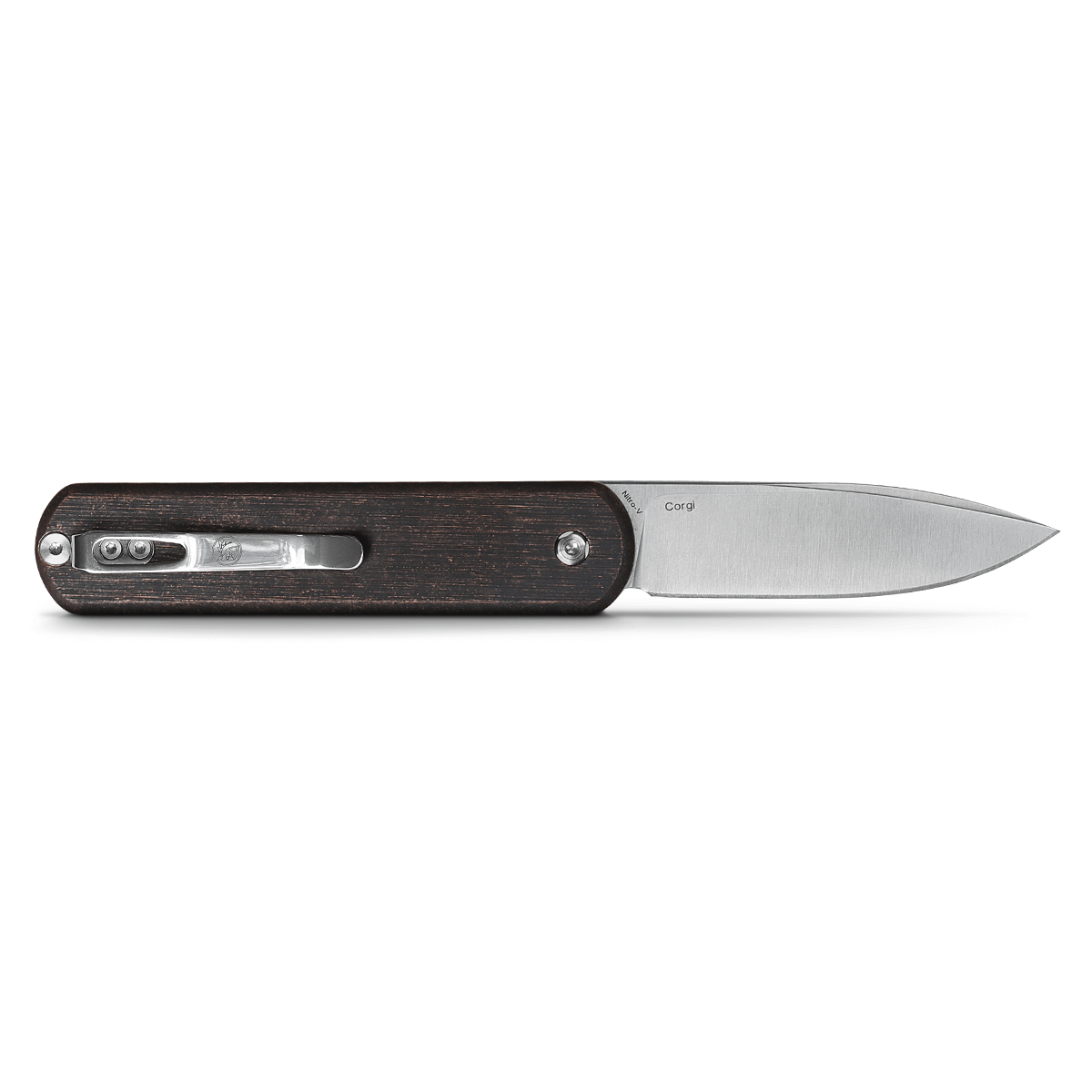 Vosteed Corgi EDC Knife, Drop Point Blade, Copper Handle