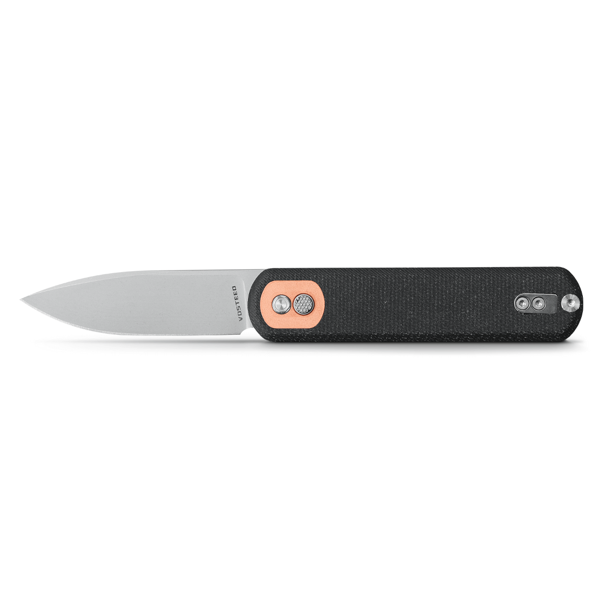 Vosteed Corgi knife with black Micarta handle