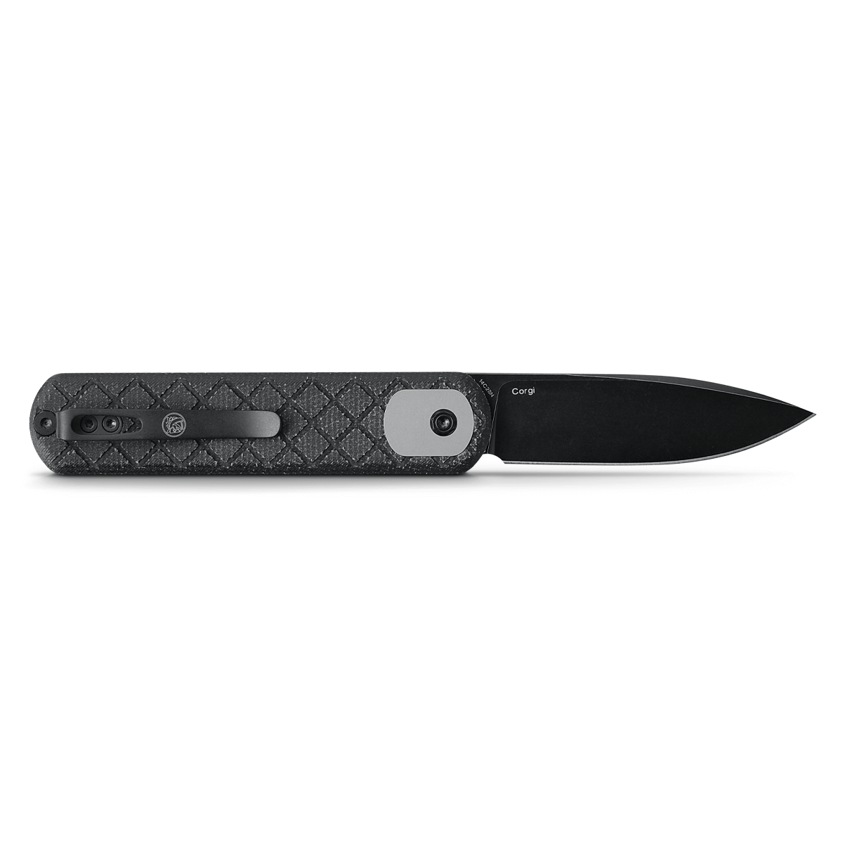 Vosteed Corgi knife with black blade and Micarta handle