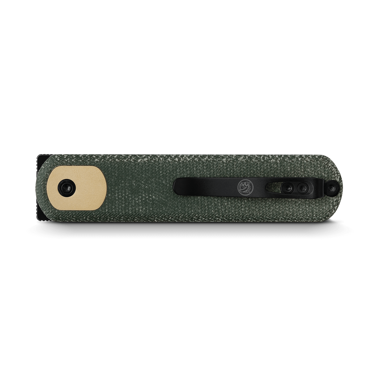 Vosteed Corgi knife with green Micarta handle and pocket clip
