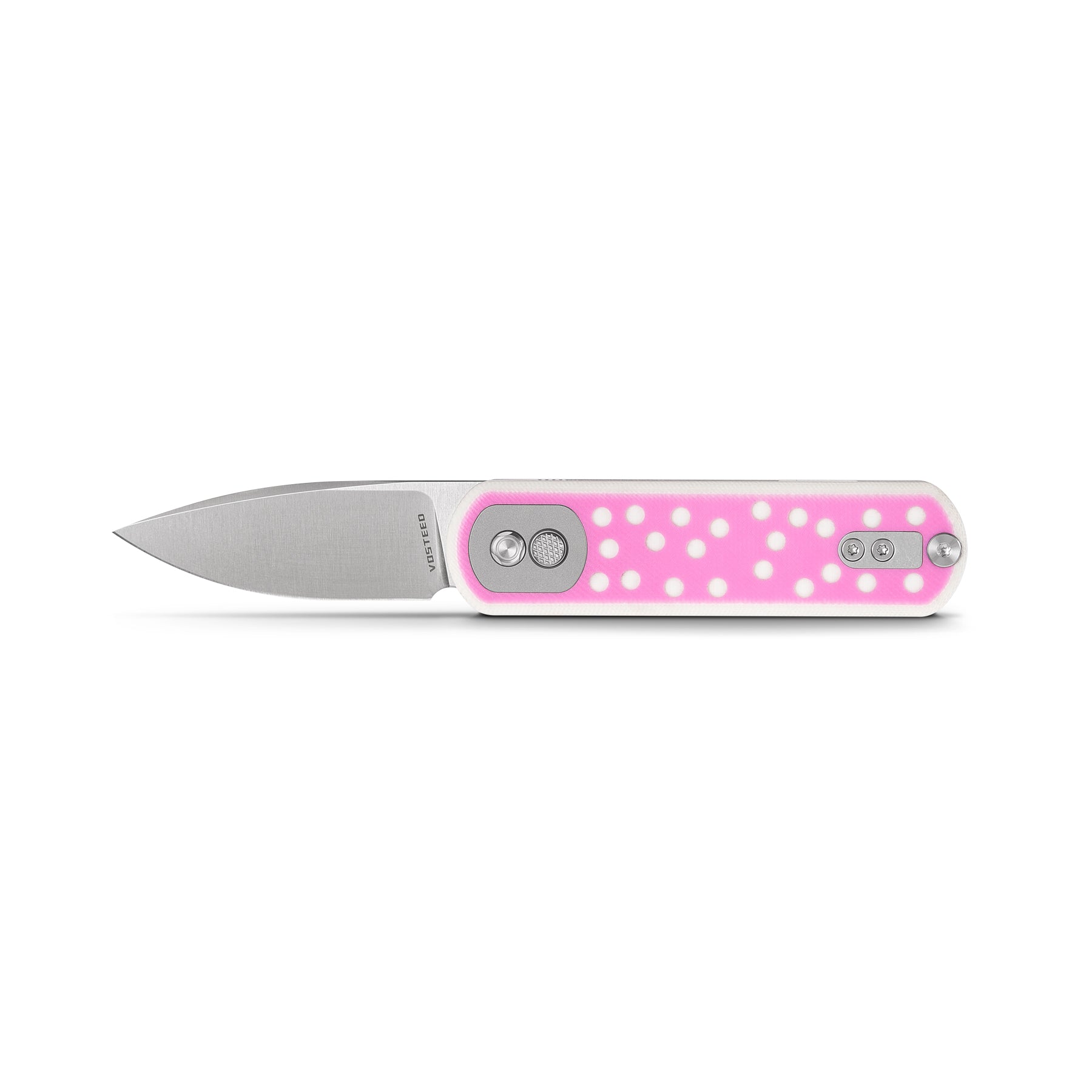 Vosteed Corgi Pup Trek Lock Knife with Pink Polka Dot Handle