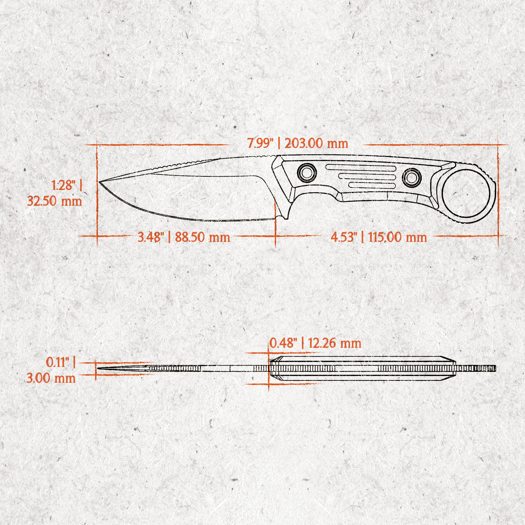 Fullback - Fixed Blade Knife (3.48" Nitro-V Blade & Micarta Handle) - D0301