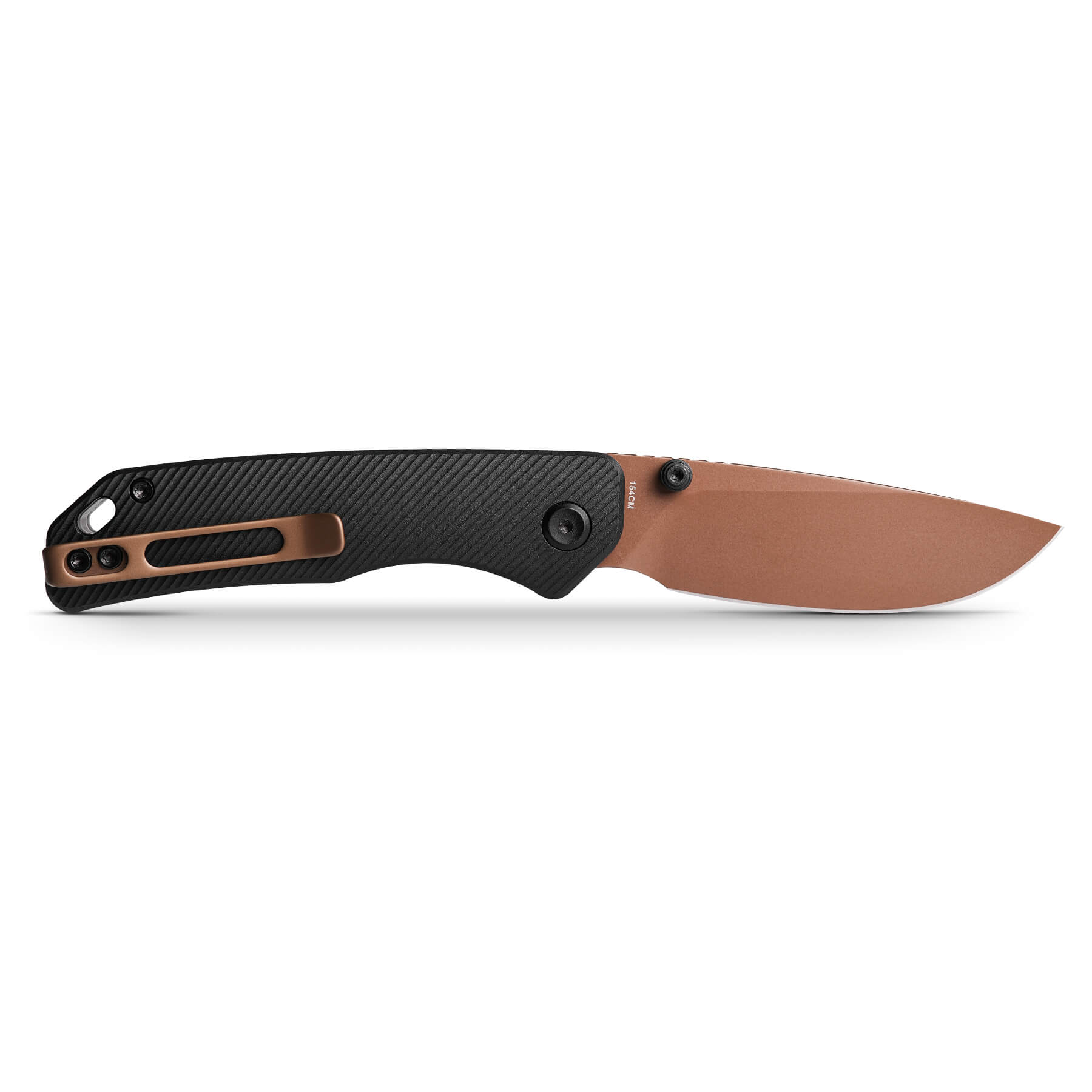 Vosteed Marten knife open, copper blade and black handle