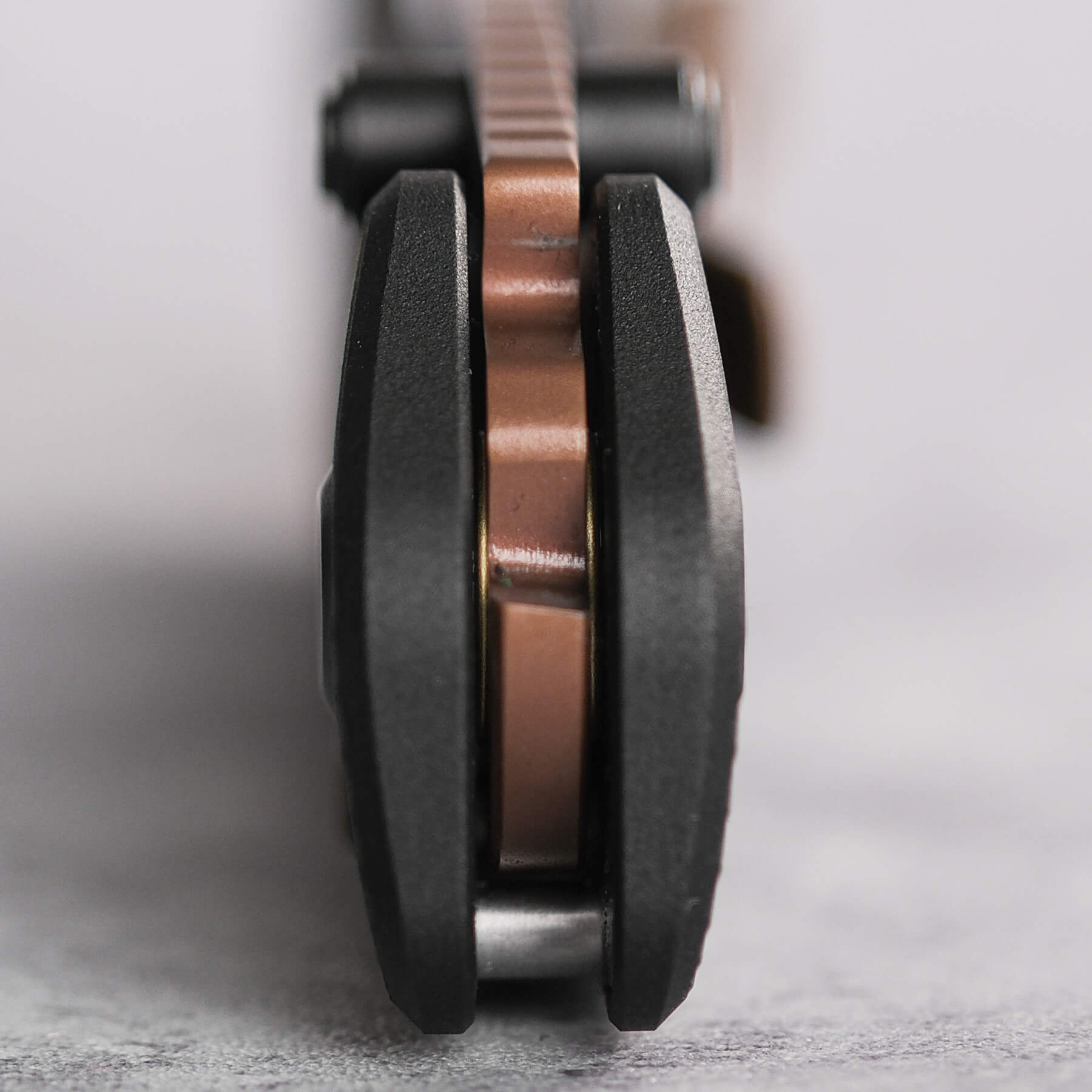 Vosteed Marten knife handle detail, copper backspacer