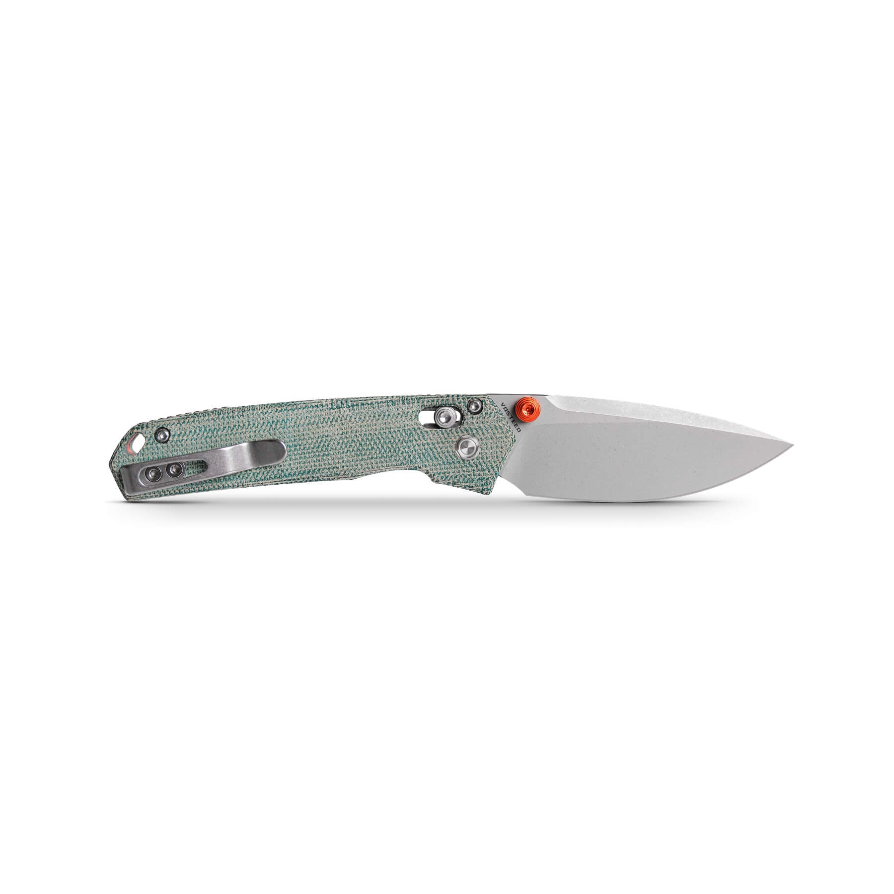 Mini Psyop knife with teal Micarta handle and Elmax blade