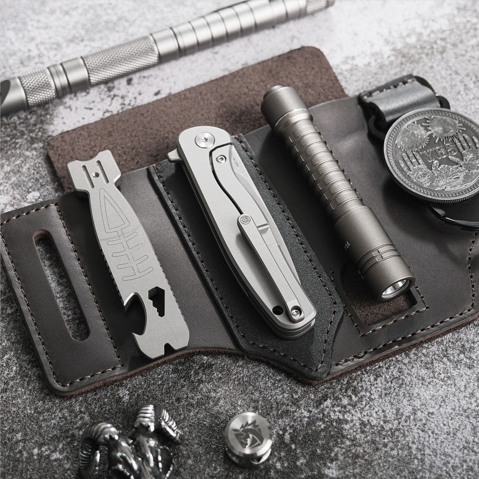 Vosteed Mini Labrador Knife with EDC essentials and titanium accessories