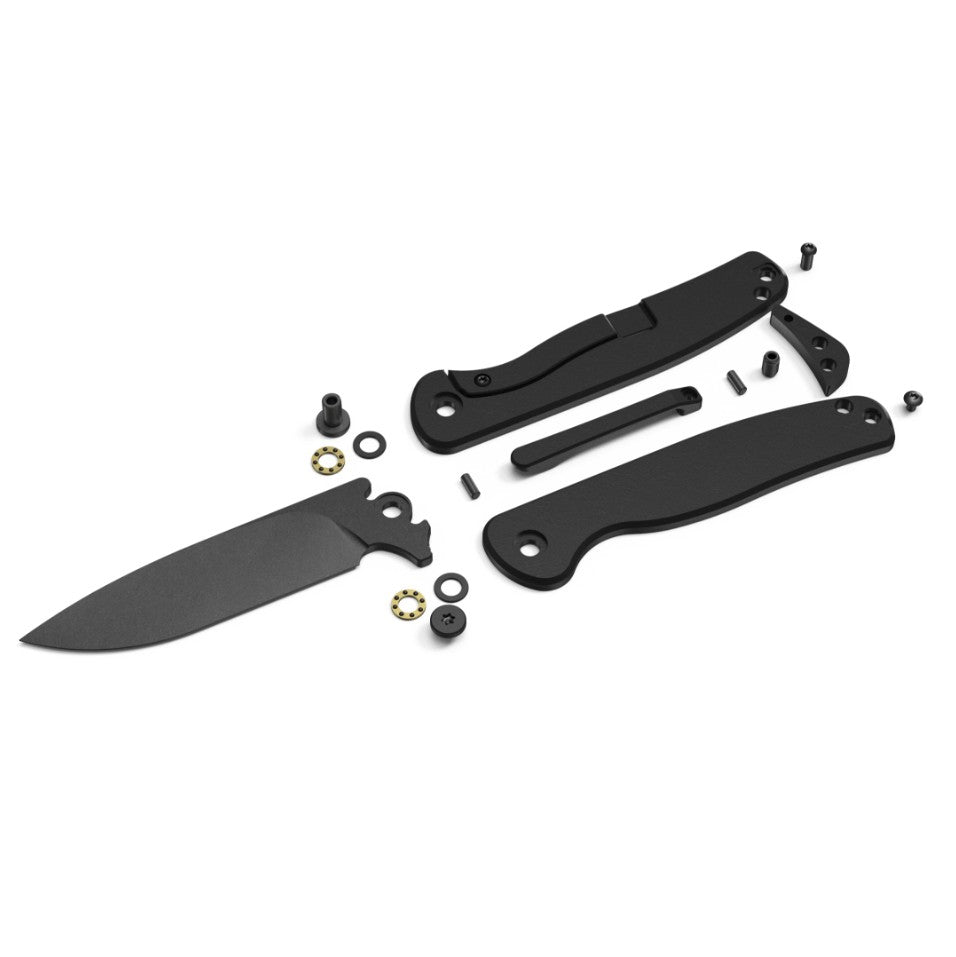 Mini Labrador knife disassembled, titanium handle components
