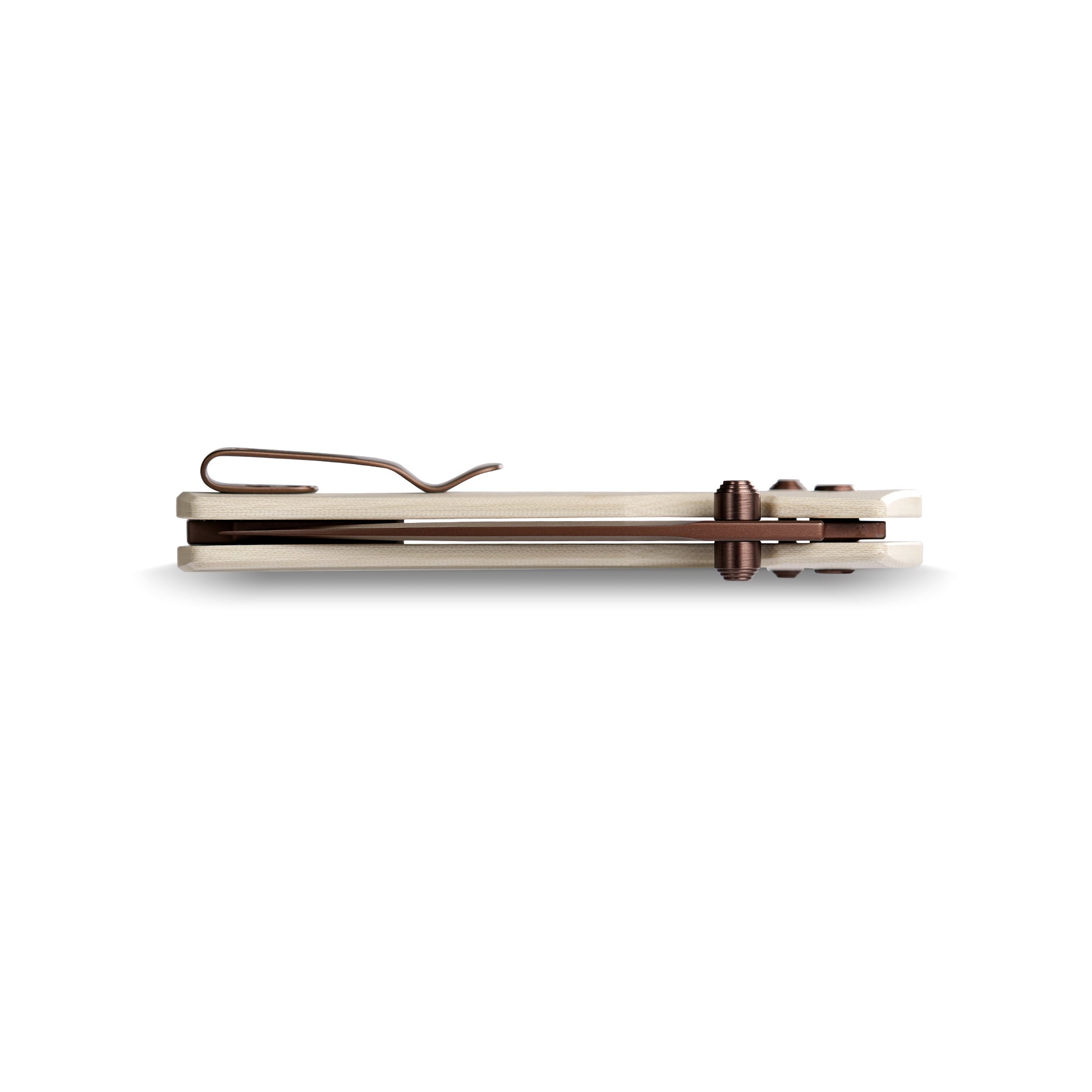 Mini Psyop knife side profile showing clip and handle details