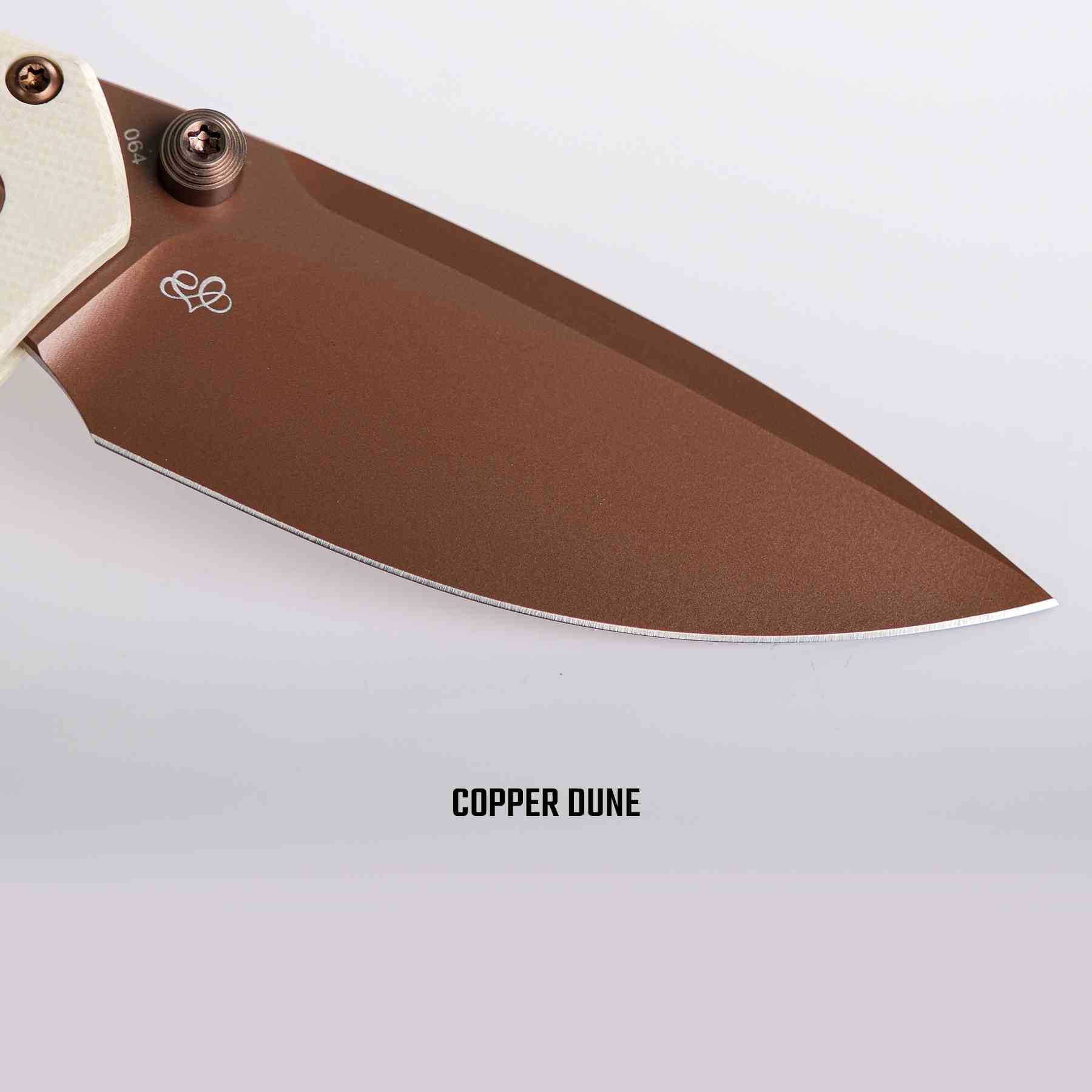 Vosteed Mini Psyop knife with Copper Dune Elmax blade detail
