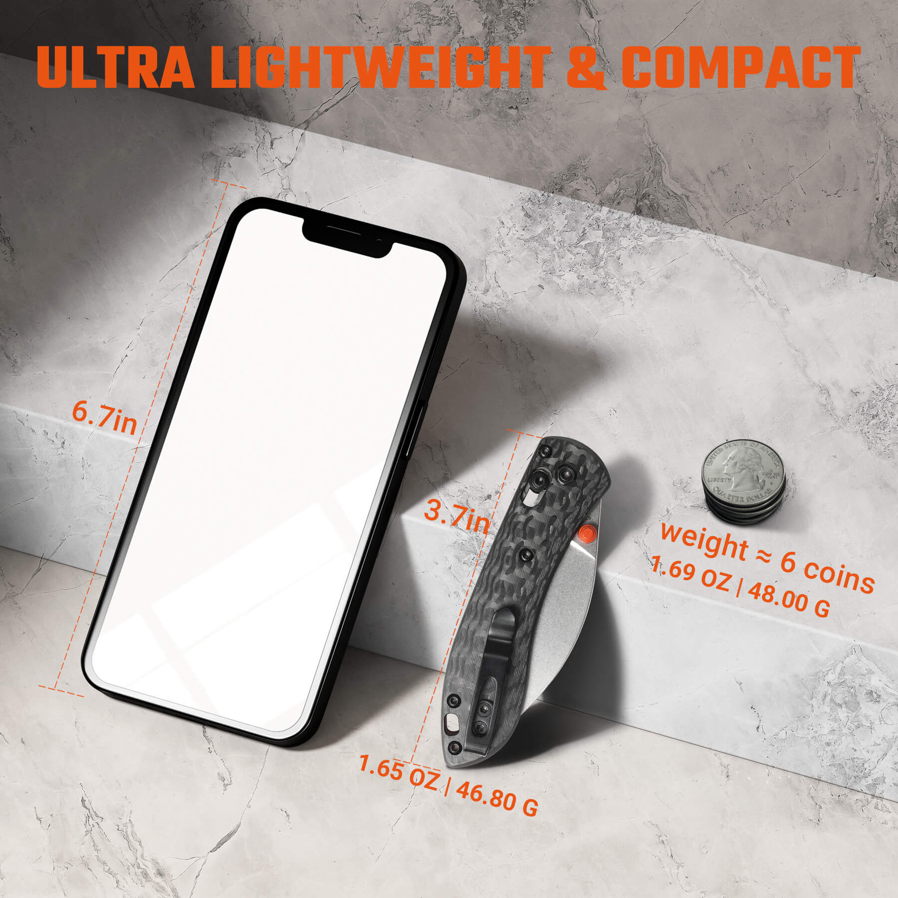 Mini Nightshade knife with phone, compact & lightweight design
