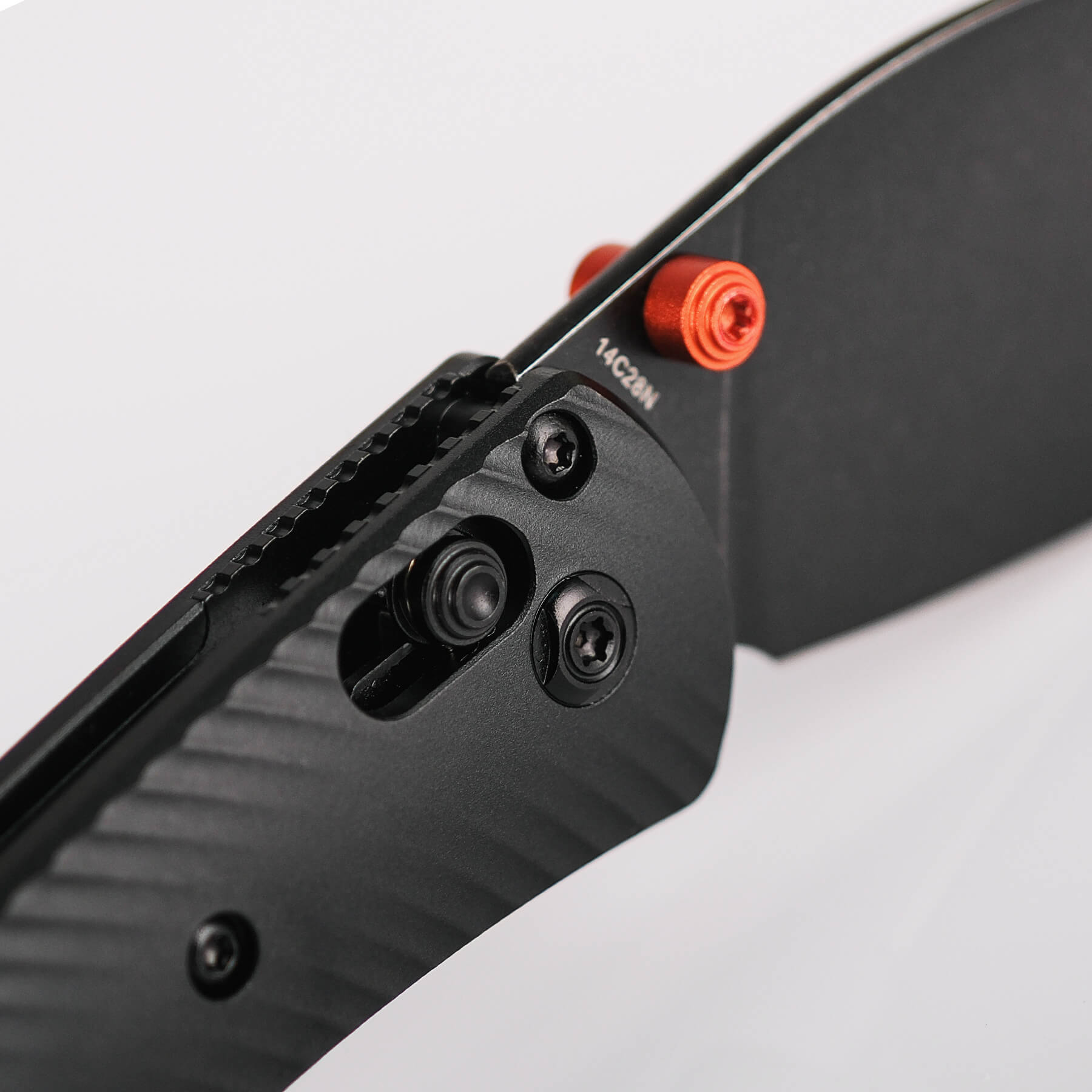 Vosteed Mini Nightshade Knife Detail: 14C28N blade and Orange Accents