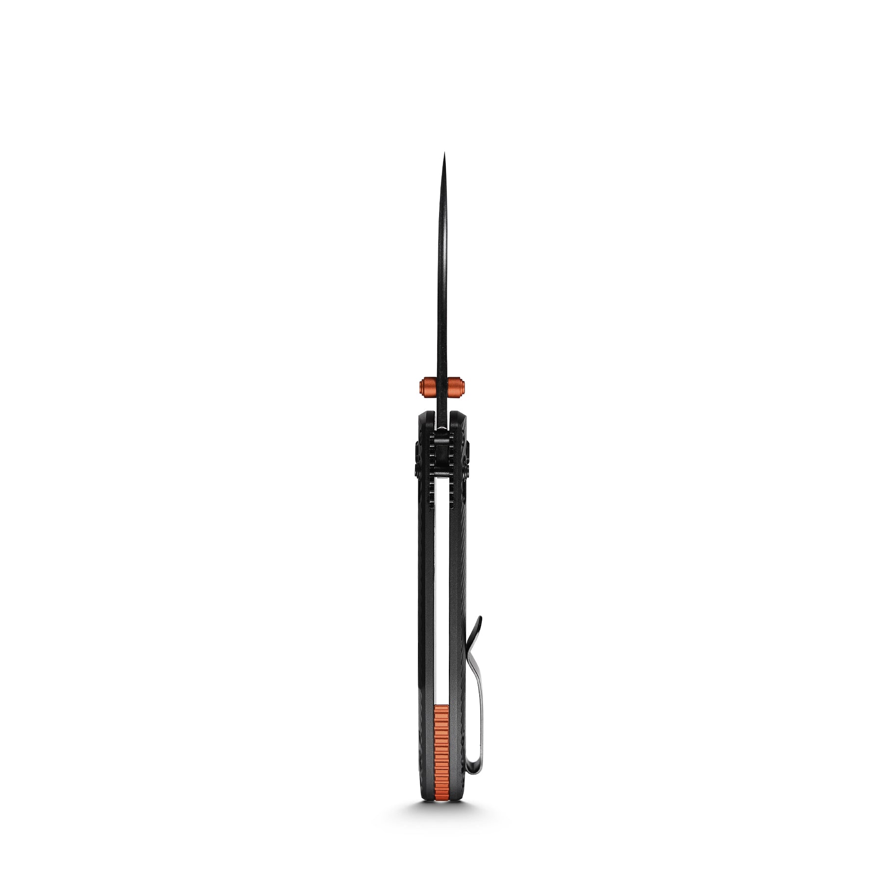 Vosteed Mini Nightshade knife side profile, orange accents