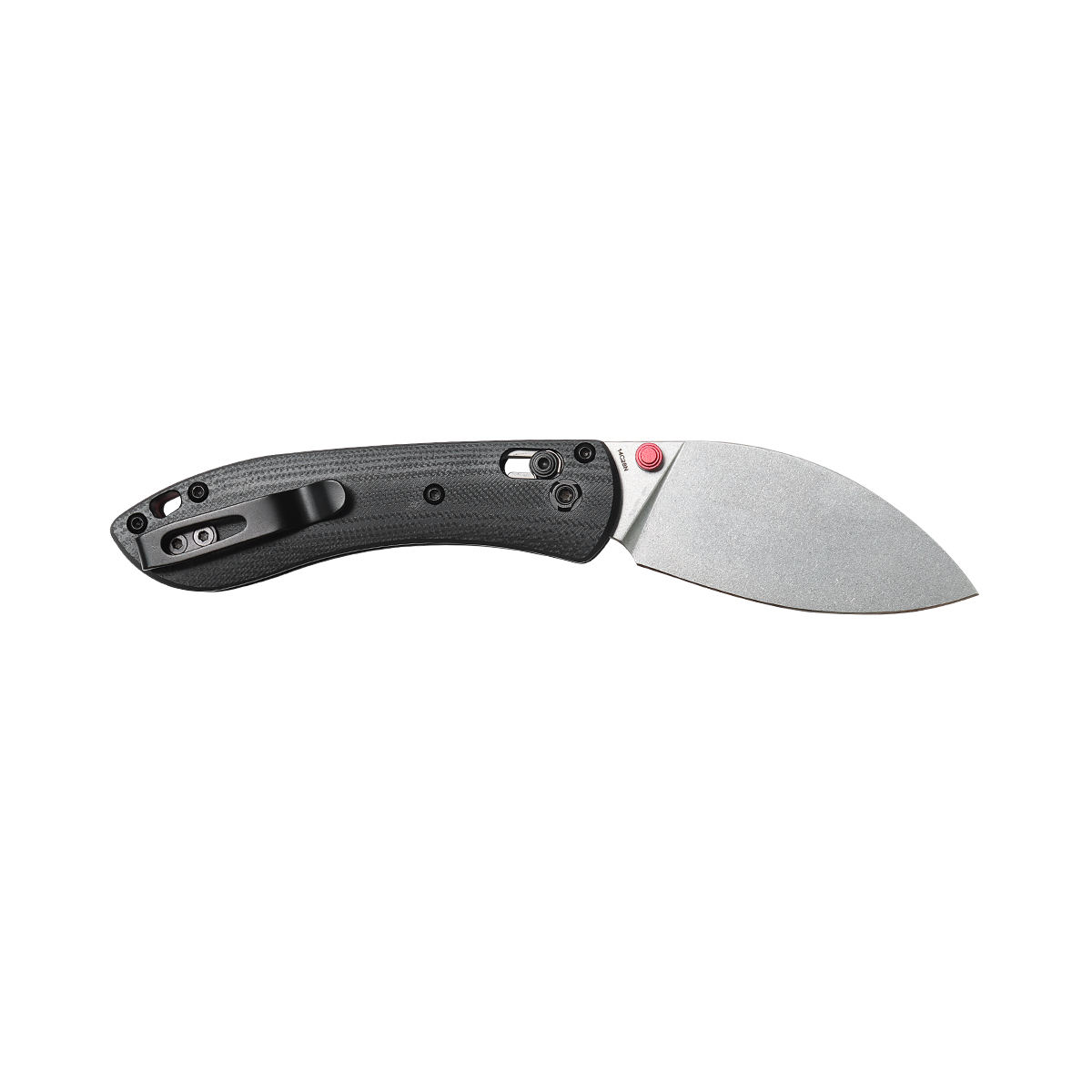 Vosteed Mini Nightshade knife with black G10 handle and crossbar lock