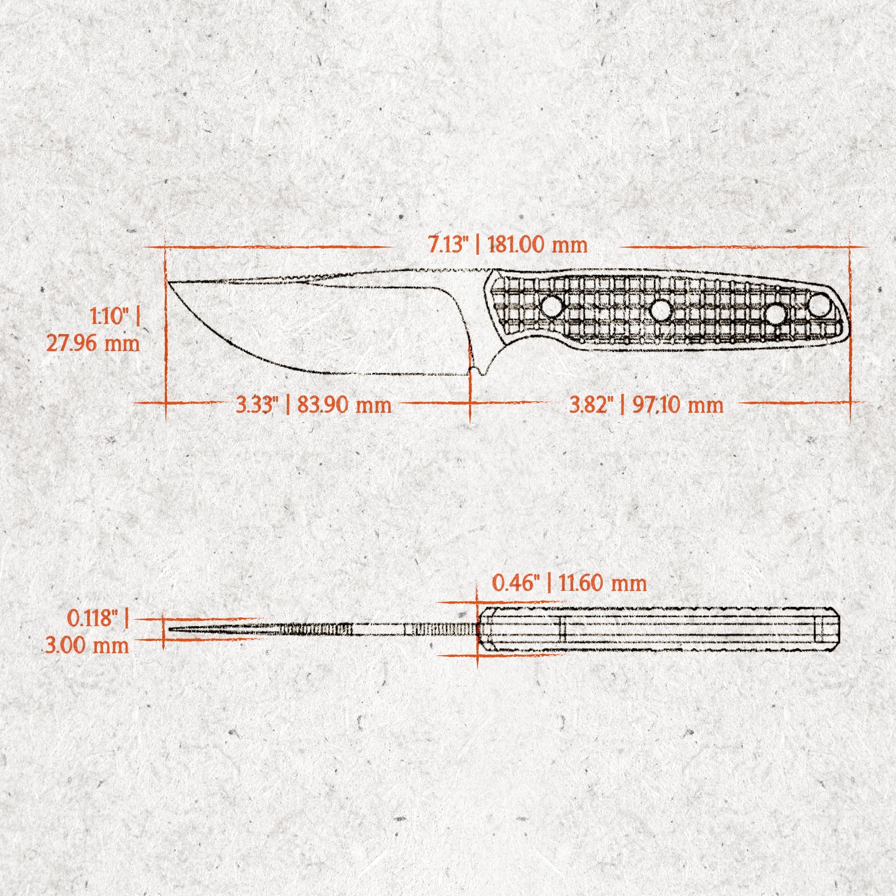 Mink - Fixed Blade Knife (3.33" 14C28N Blade & Micarta Handle) - D0106