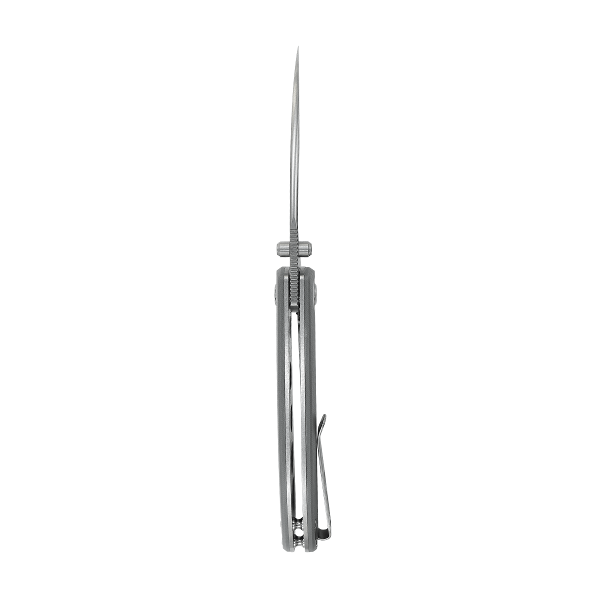 Vosteed Nightshade Shilin Cutter - Side view of knife, blade and pocket clip