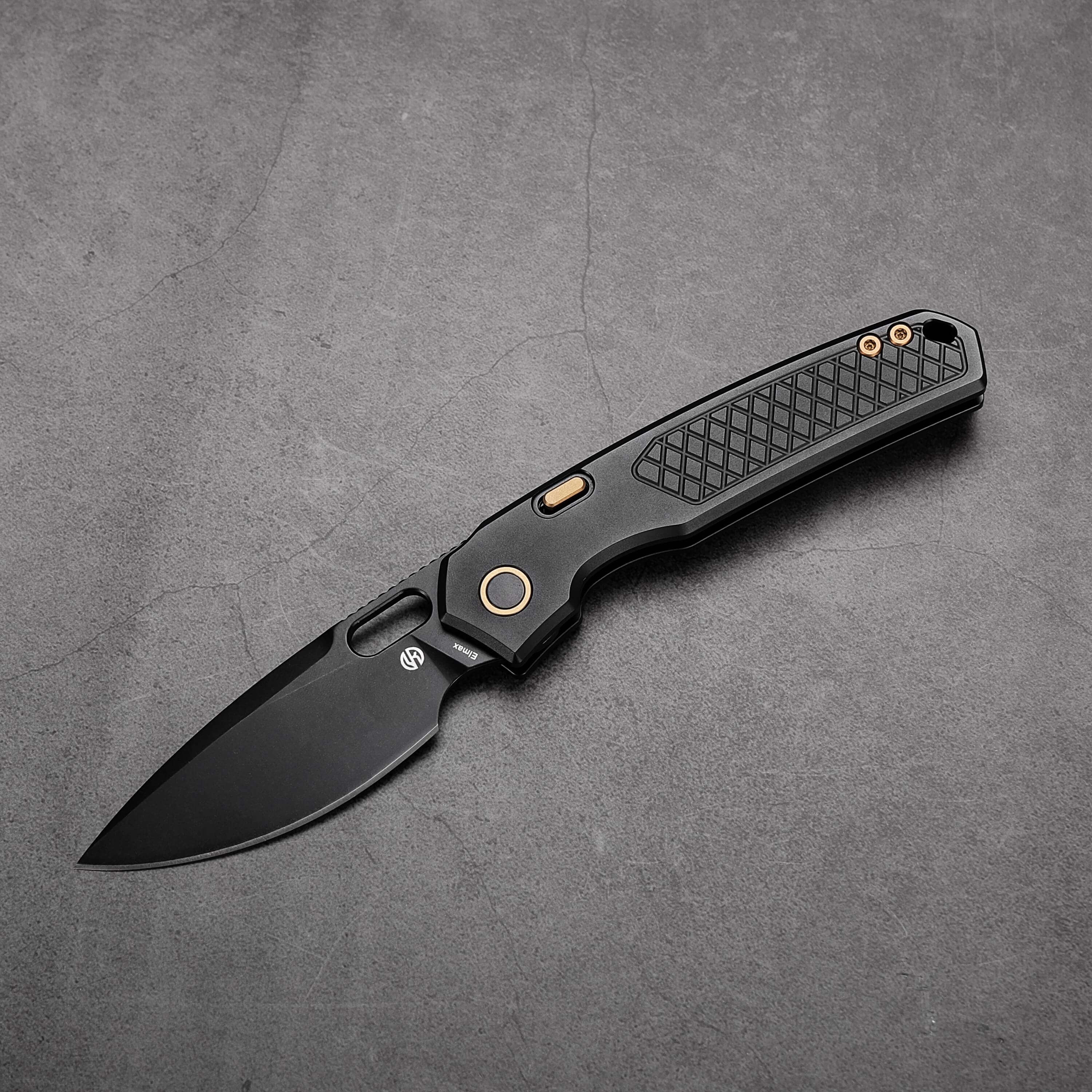 Vosteed Psyop knife, black Elmax blade, titanium handle, drop point