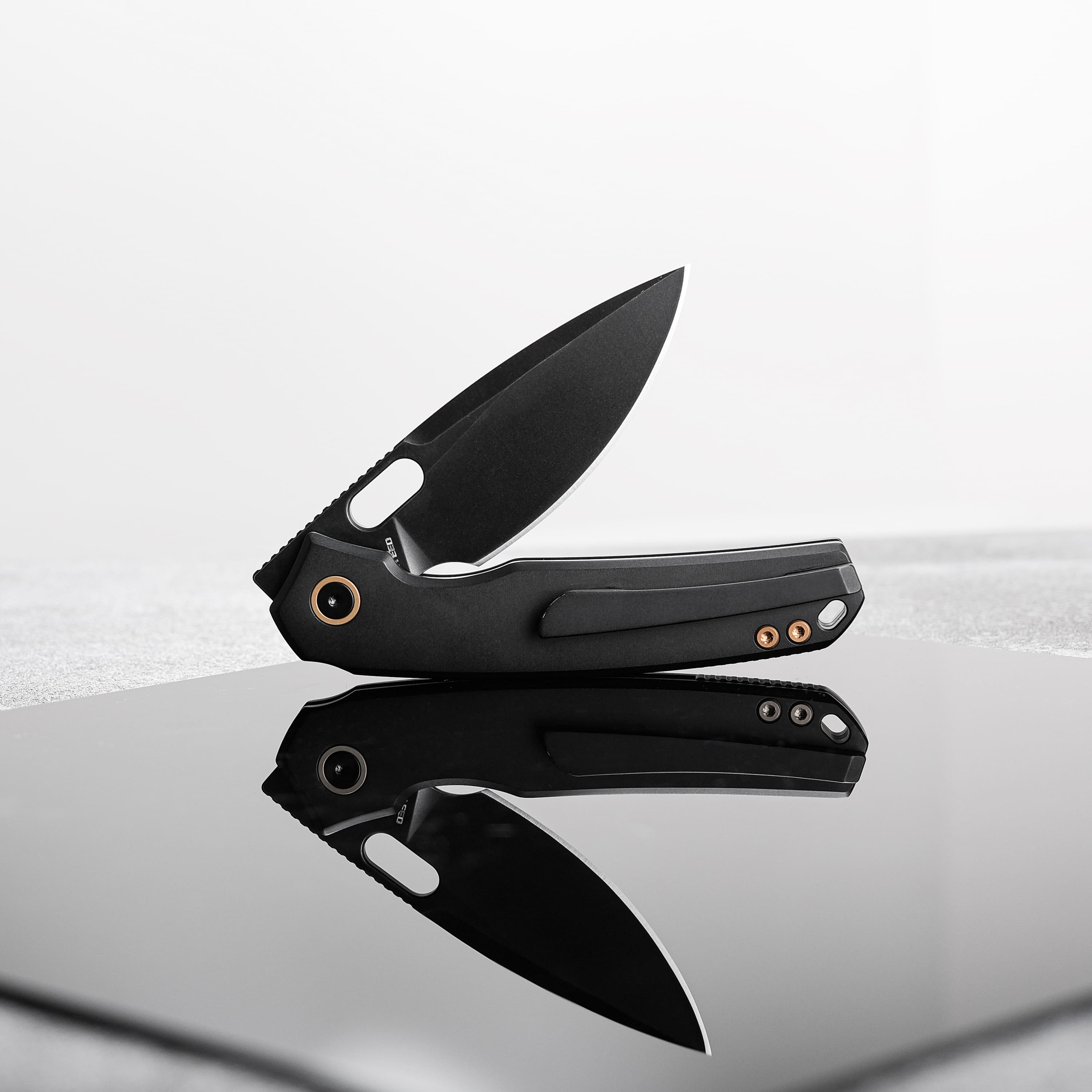 Vosteed Psyop Black Knife with Elmax Blade & Titanium Handle