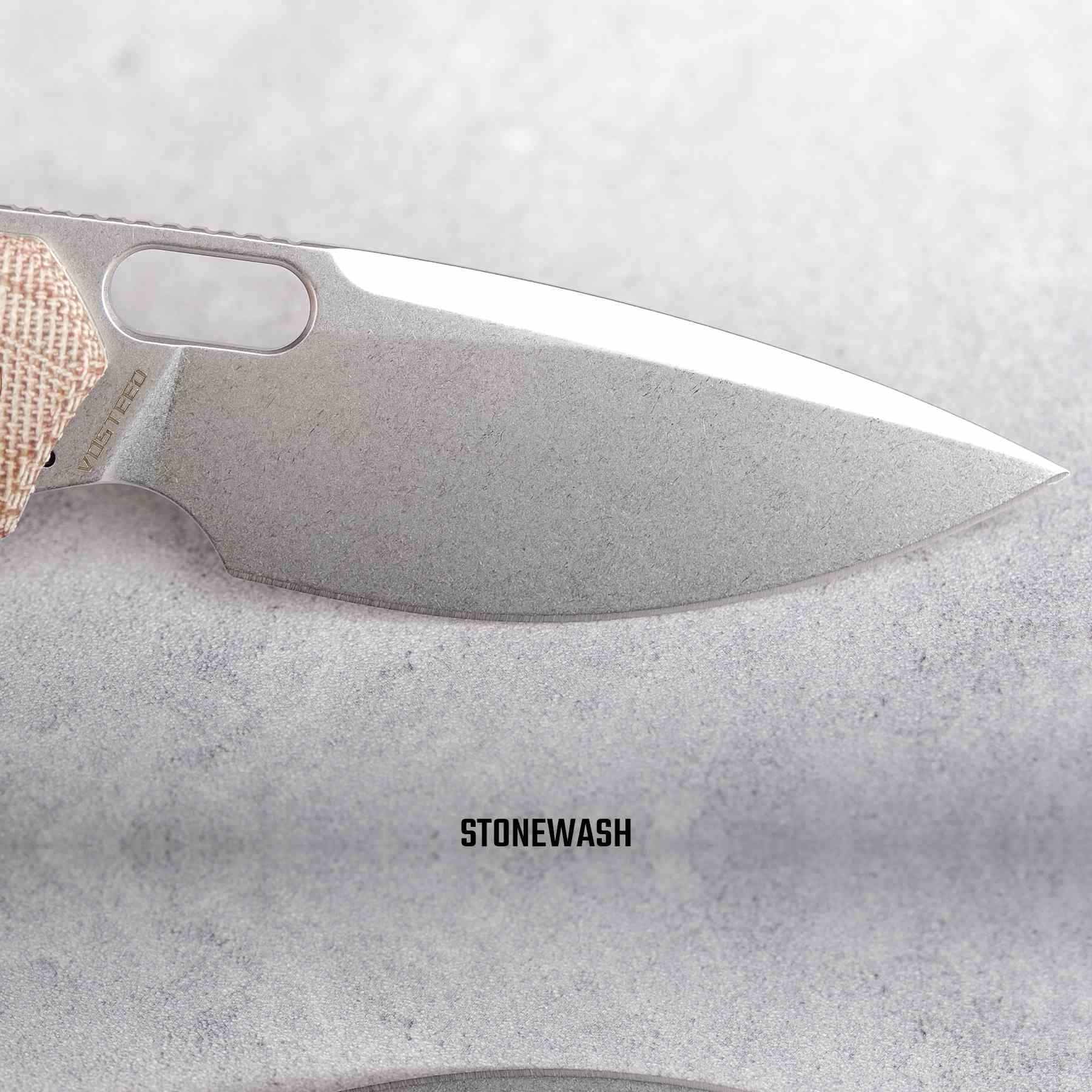 Vosteed Psyop knife Elmax blade stonewash finish