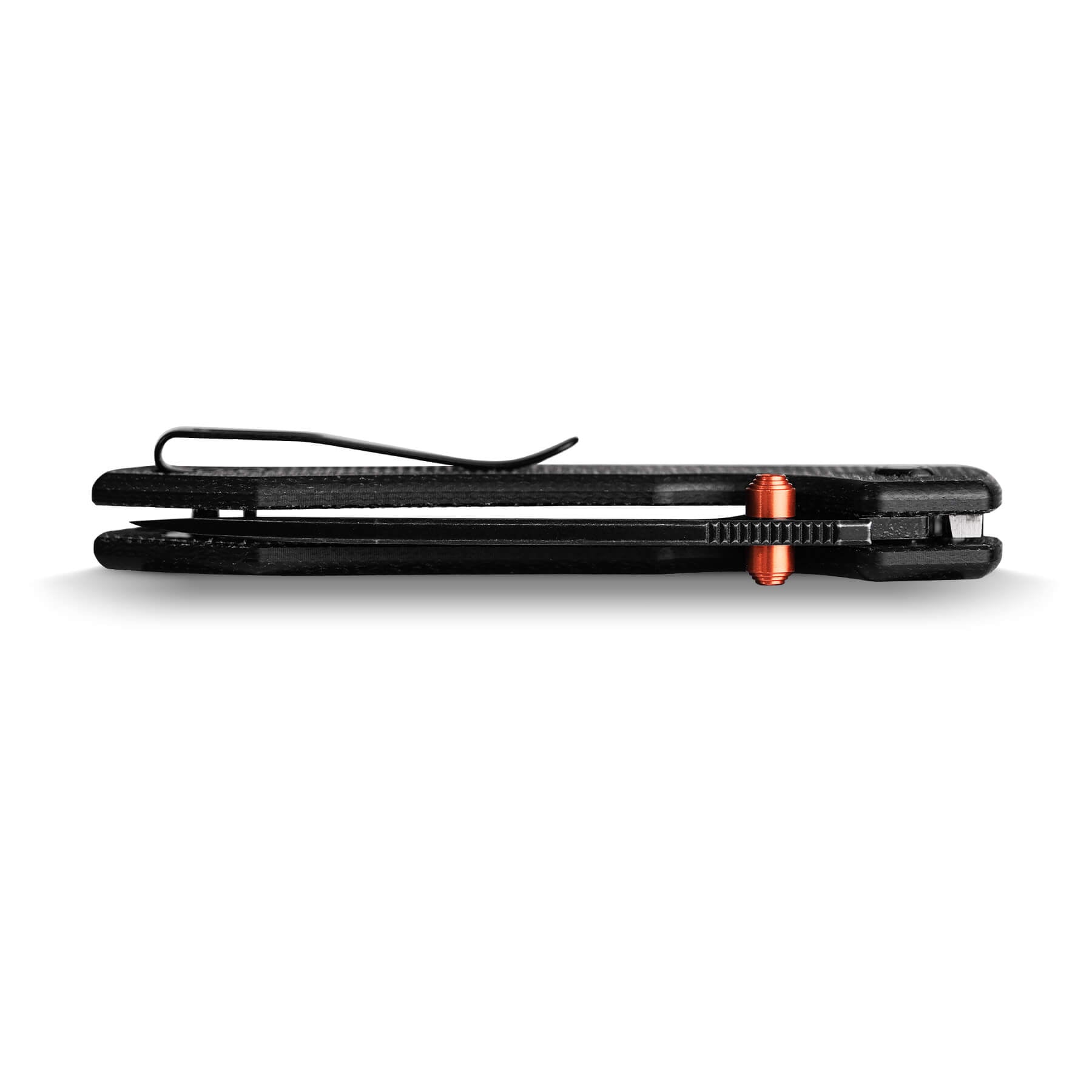 Vosteed Raccoon Top Liner Lock knife side view, pocket clip detail
