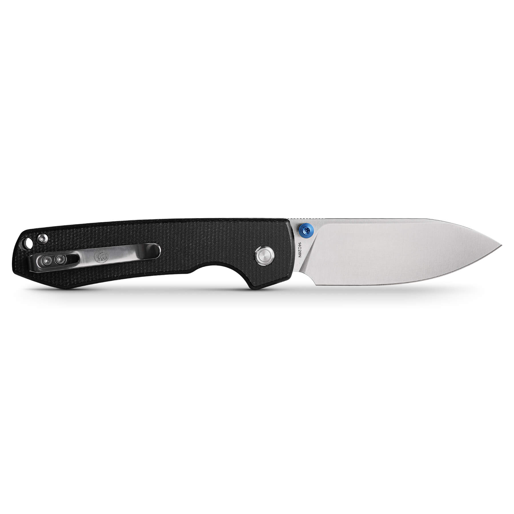 Vosteed Raccoon knife with open blade, black Micarta handle