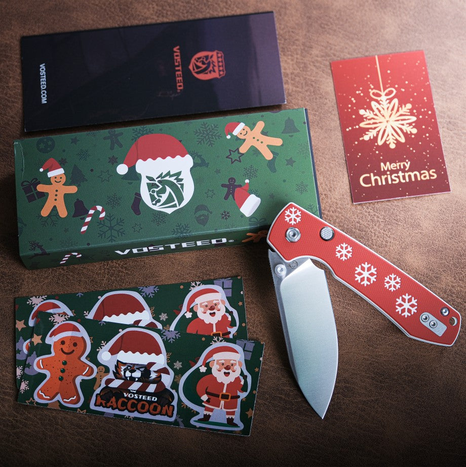 Vosteed Raccoon Christmas edition knife set with holiday theme