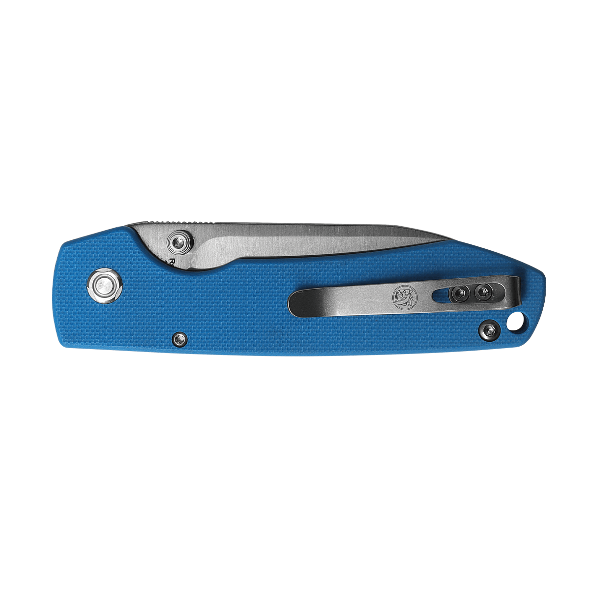 Vosteed Raccoon Button Lock Knife with Blue G10