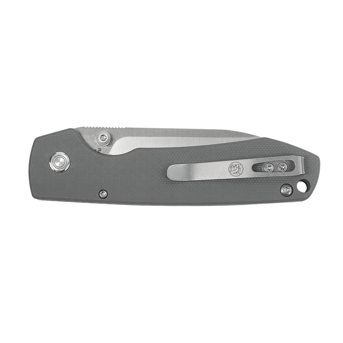 Gray Vosteed Raccoon Knife - Pocket Clip View