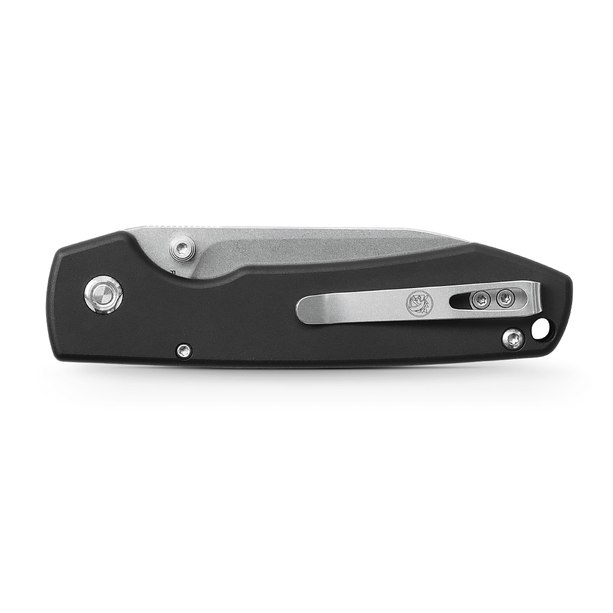 Vosteed Raccoon knife with black handle and pocket clip