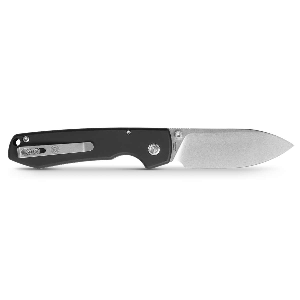 Vosteed Raccoon Knife - Drop Point Blade, Black Aluminum Handle