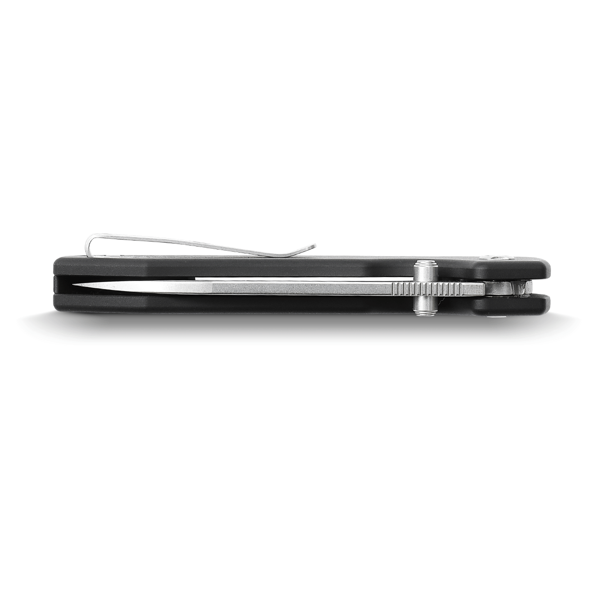 Vosteed Raccoon knife - Side profile showing pocket clip and blade edge