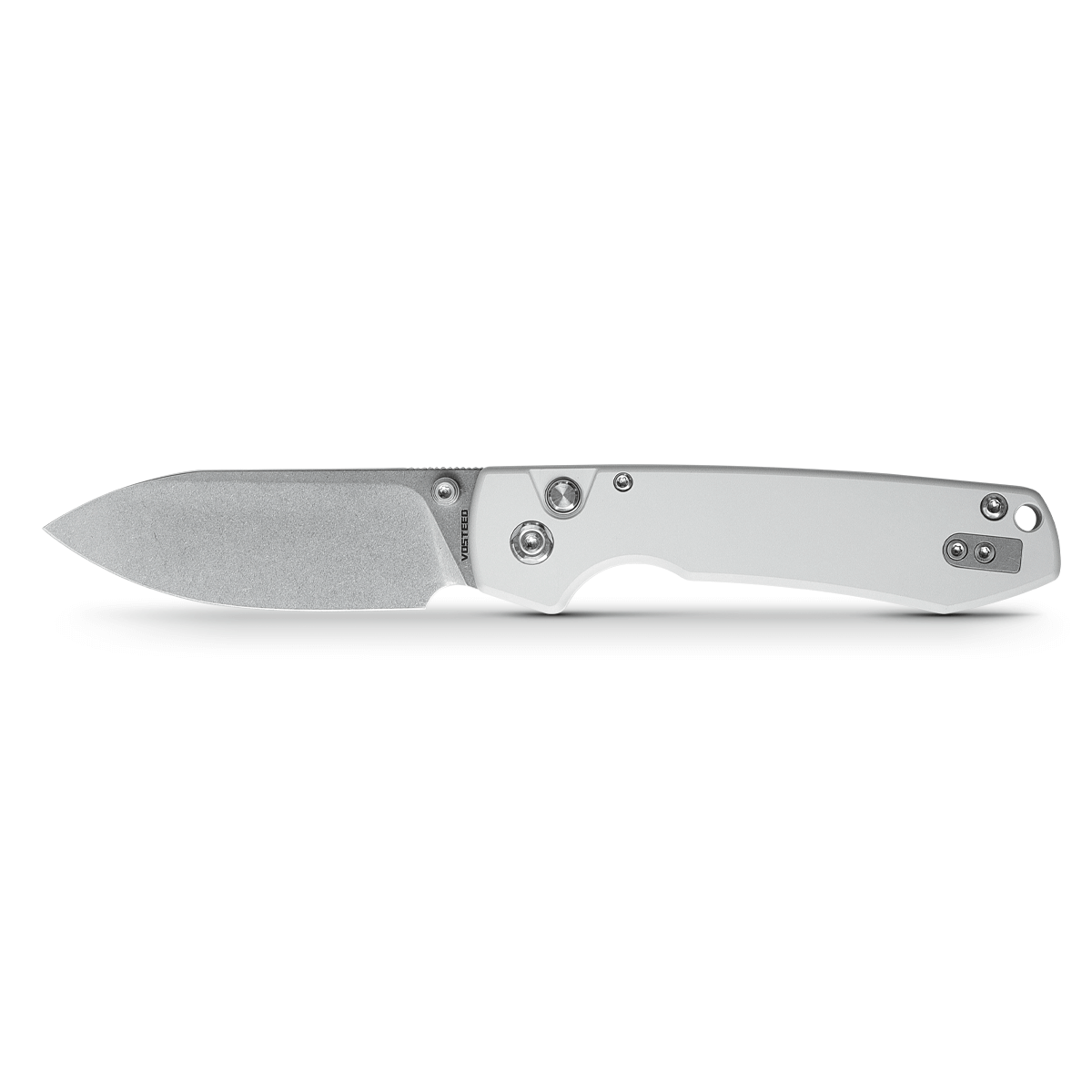 Vosteed Raccoon Button Lock Knife - White Aluminum Handle