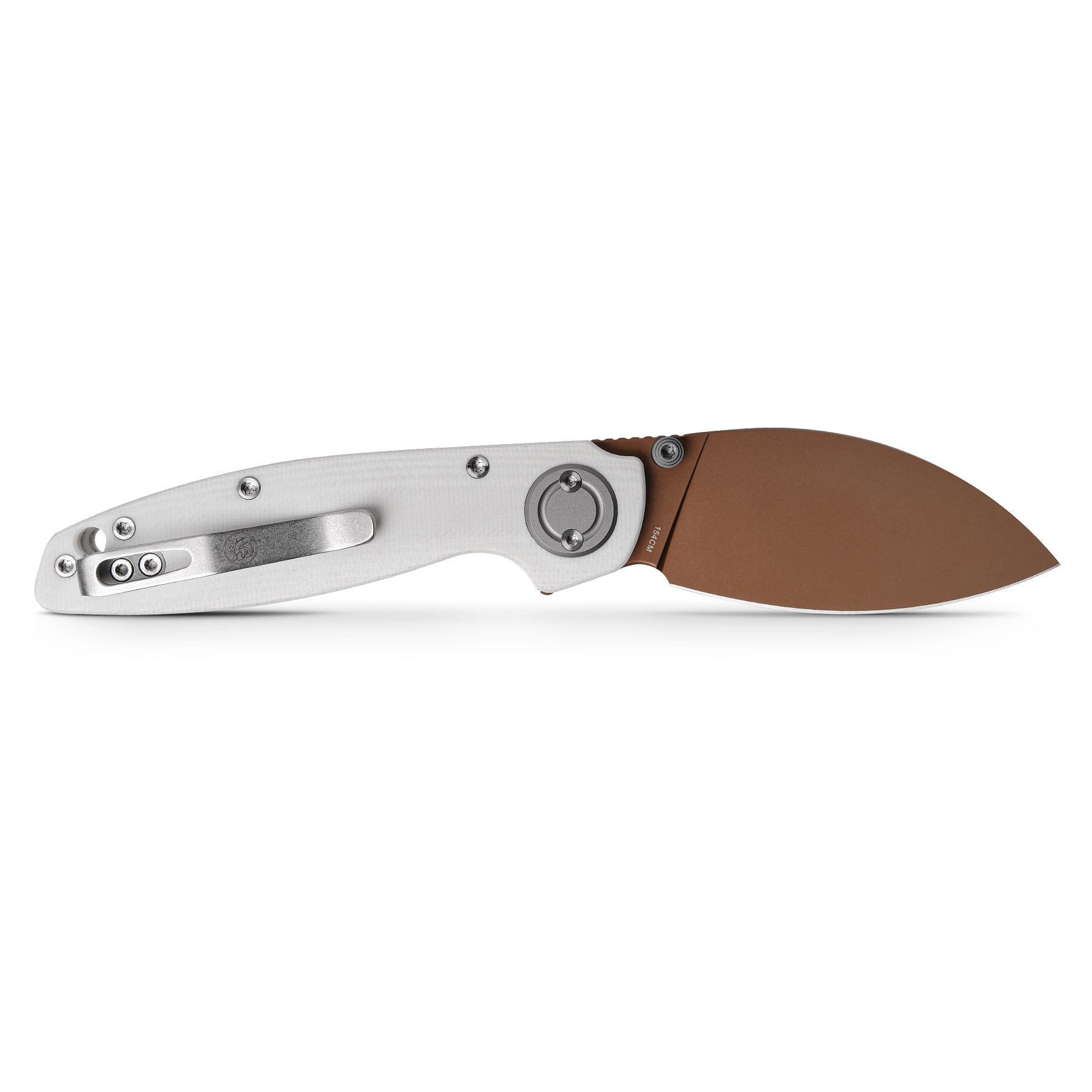Vosteed Shilin Cutter® folding knife, copper blade, white handle