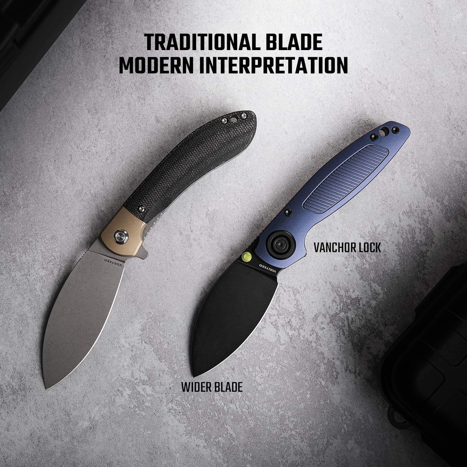 Vosteed Shilin Cutter knives: Traditional blade, modern interpretation, Vanchor Lock and wider blade design