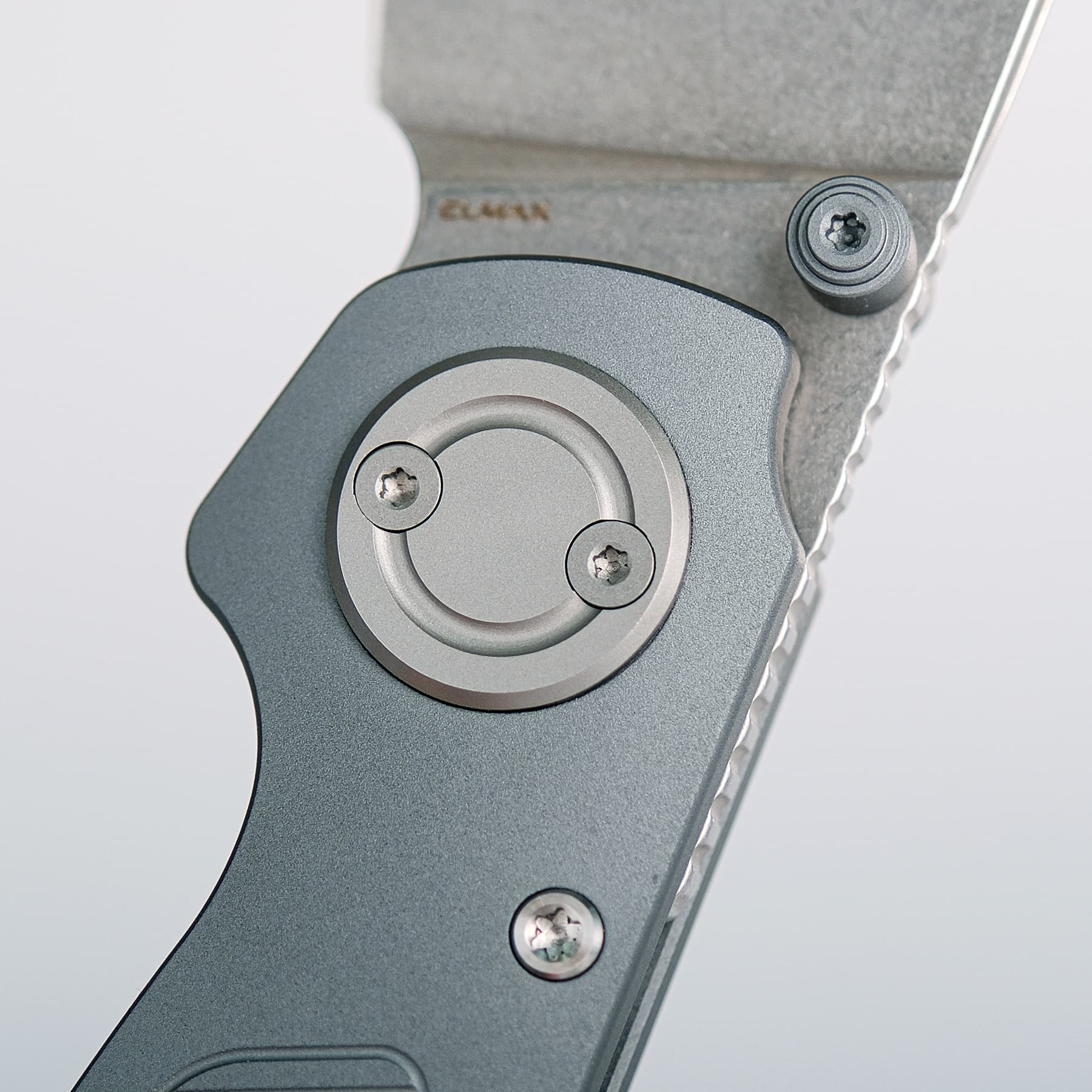 Vosteed Shilin Cutter knife detail, Vanchor Lock, Gray Aluminum