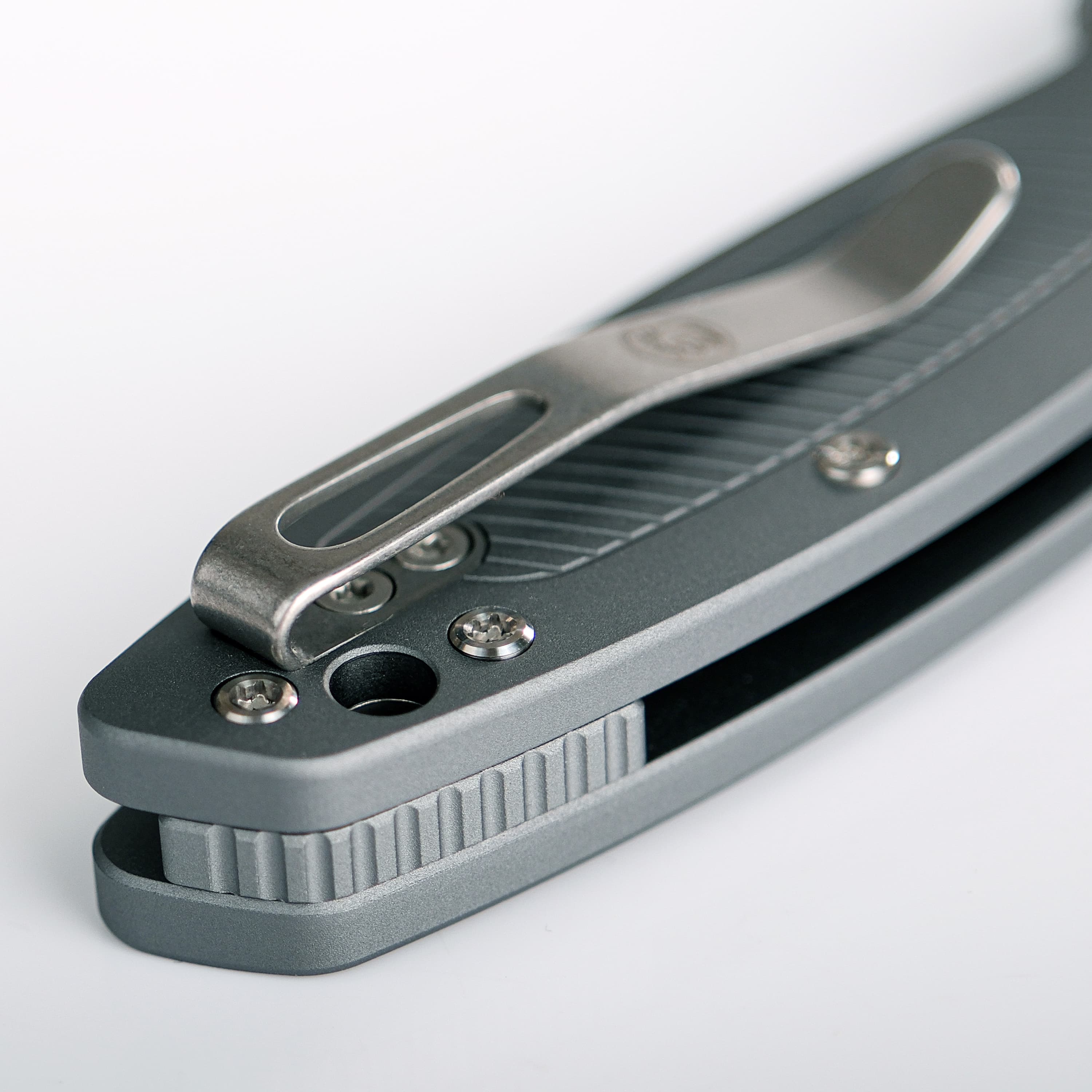 Vosteed Shilin Cutter aluminum handle detail, pocket clip