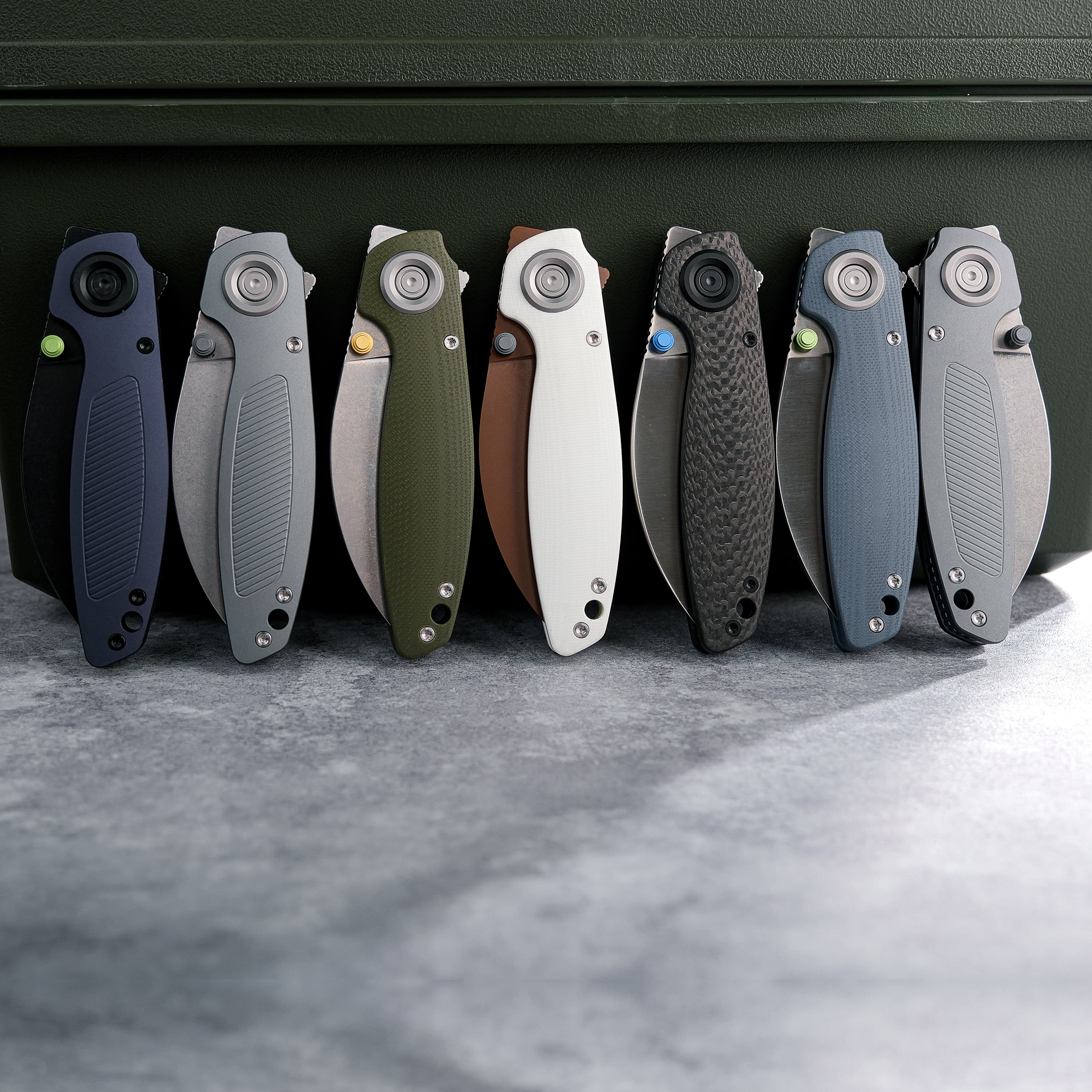 Vosteed Shilin Cutter knives, various handle colors