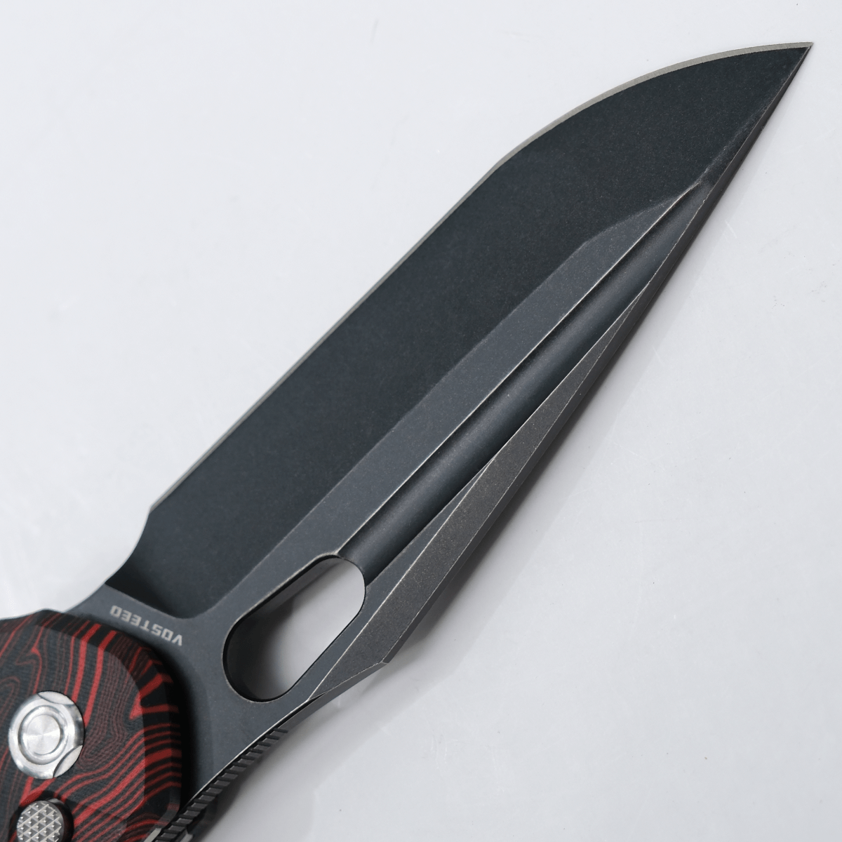 Vosteed Thunderbird knife blade detail, M390 steel
