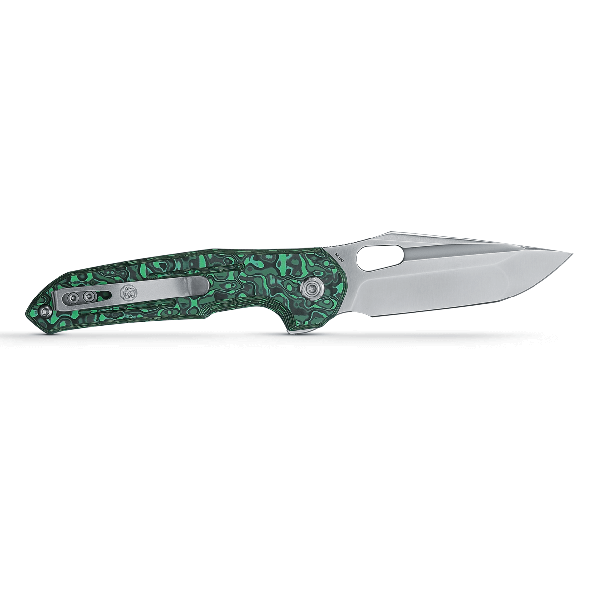 Vosteed Thunderbird Knife with Green Cloud Carbon Fiber Handle