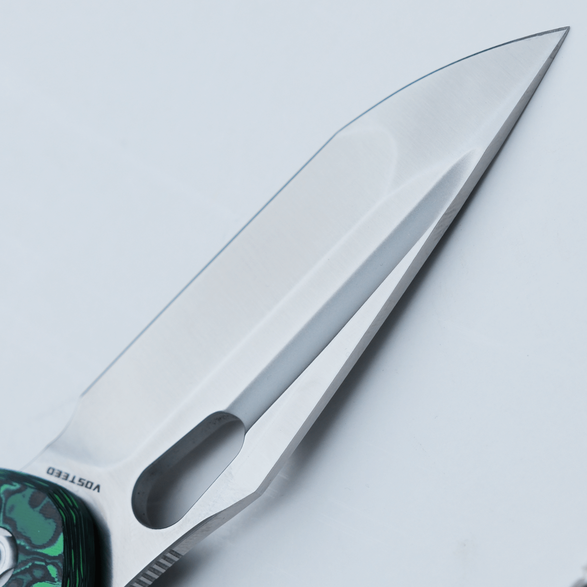 Vosteed Thunderbird Knife blade detail, M390 steel