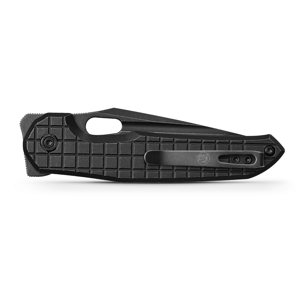 Vosteed Thunderbird knife with black titanium handle and pocket clip