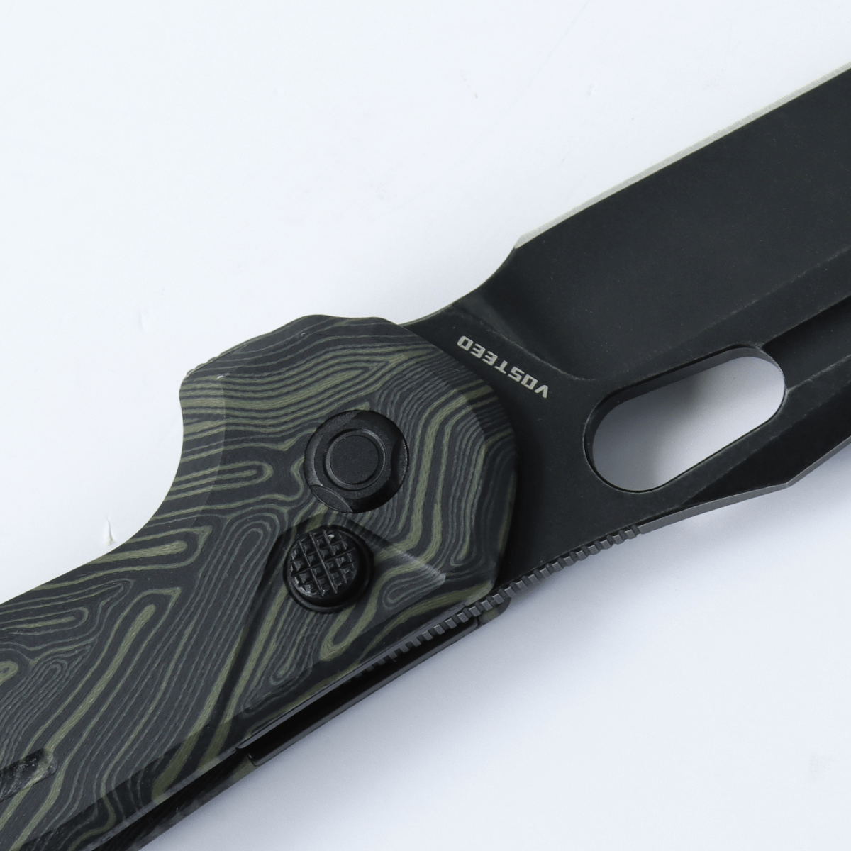 Vosteed Thunderbird knife blade and handle close-up