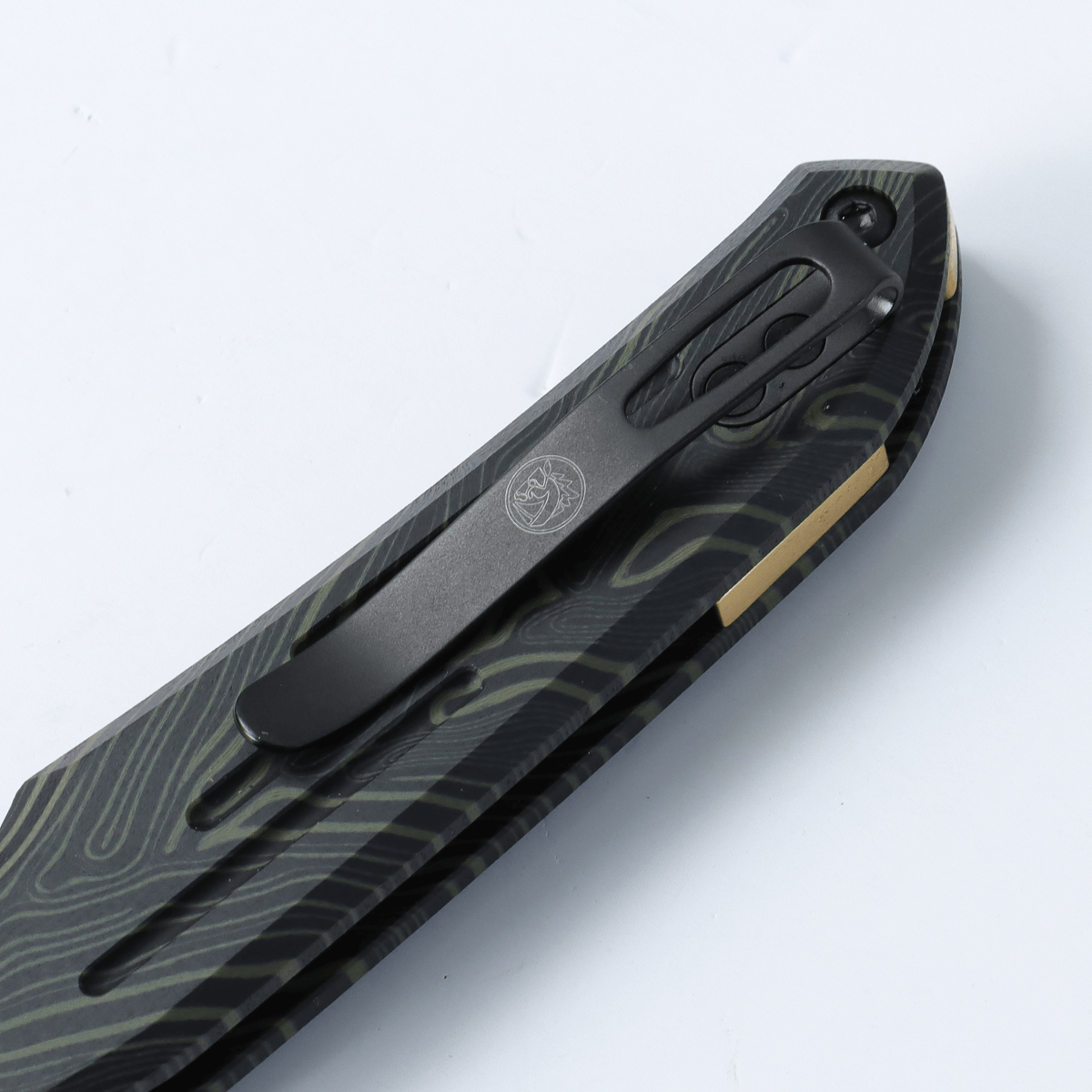 Vosteed Thunderbird knife detail: pocket clip and G10 handle