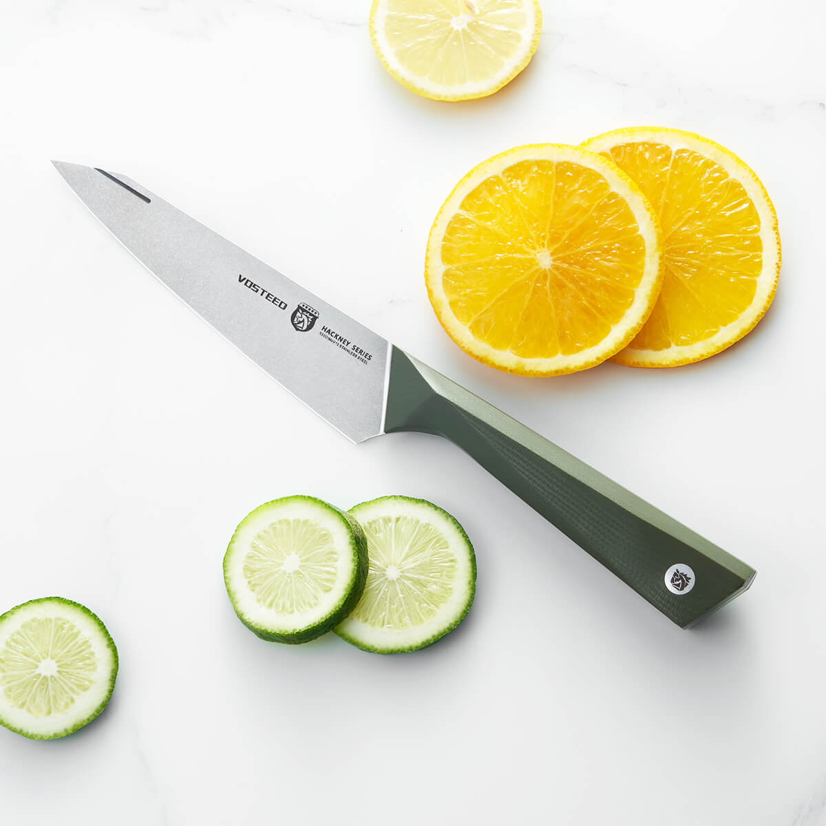 Vosteed Hackney Utility Knife with citrus fruit