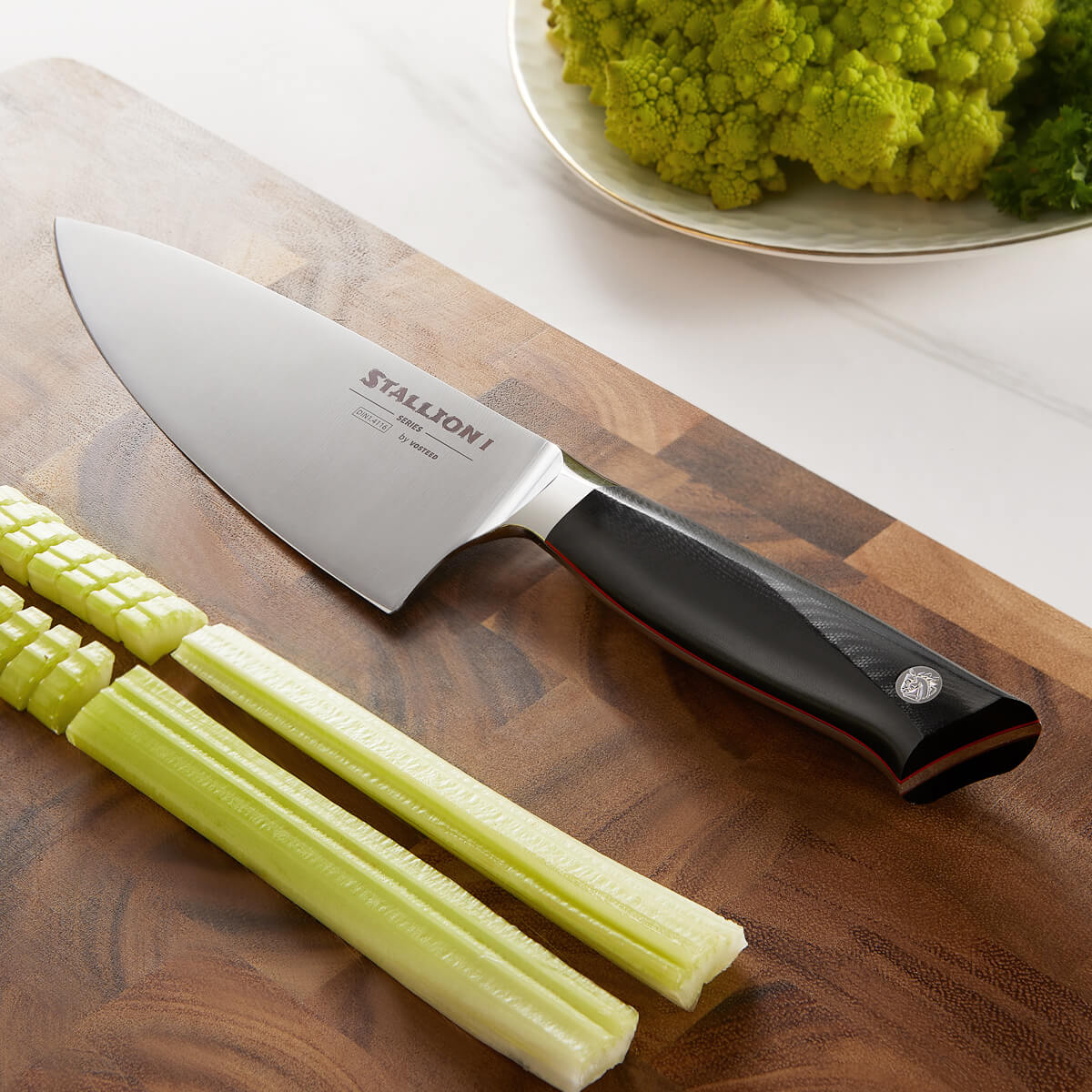 Stallion I Chef's Knife cutting celery