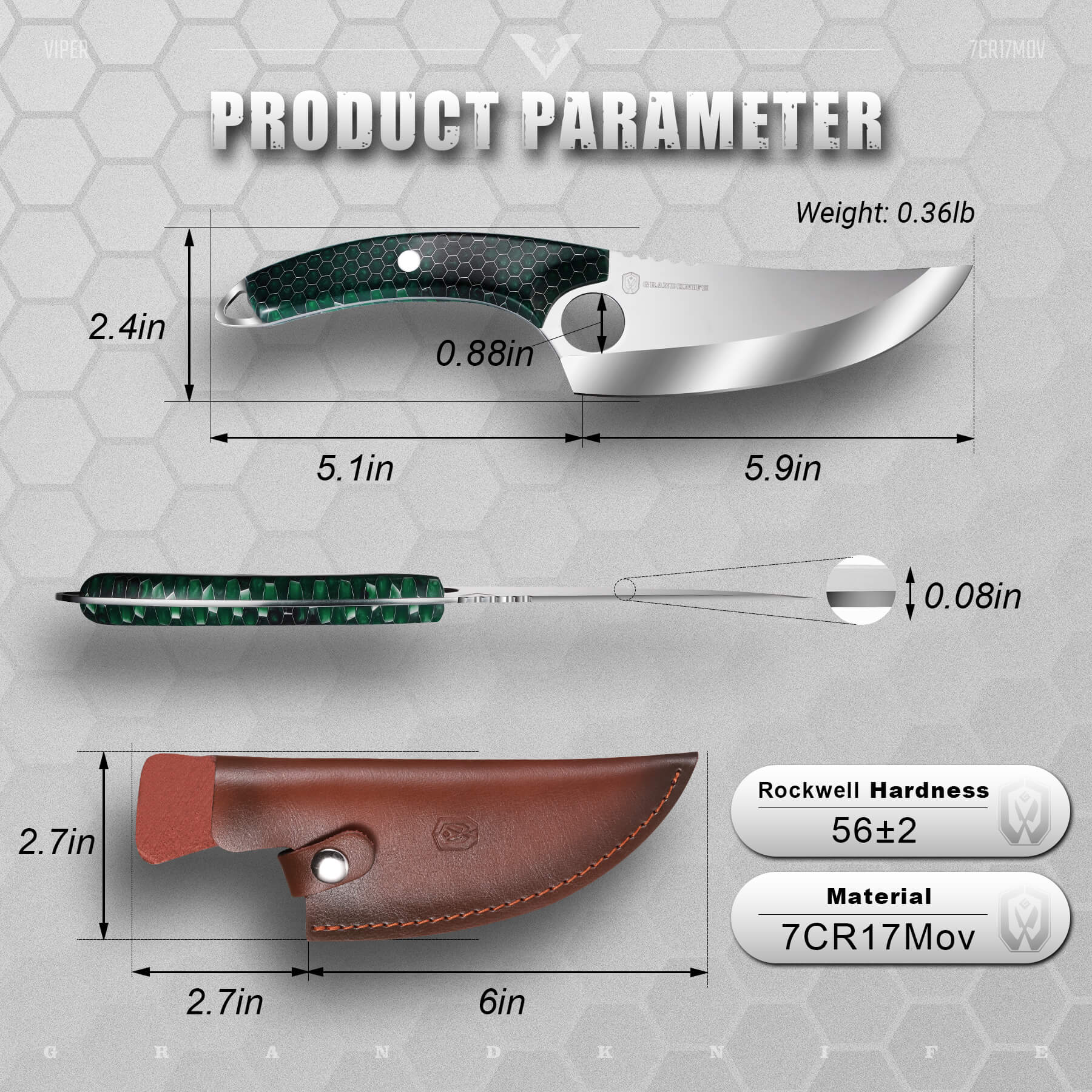 Viper Boning Knife product specifications #color_green