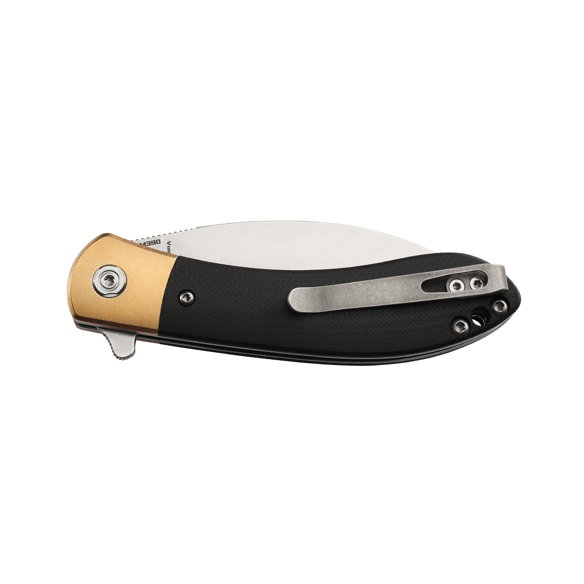 Vosteed Nightshade EDC knife, brass bolster and black handle #color_Brass-&-Black