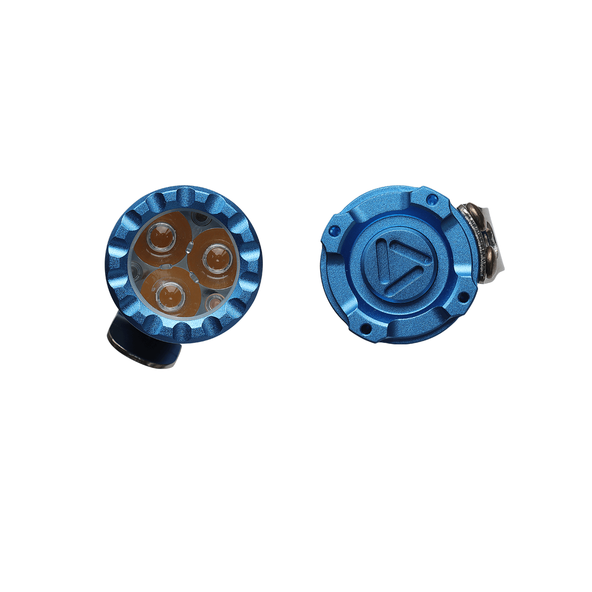 Vosteed Rook Blue Flashlight - Head and Tail Detail