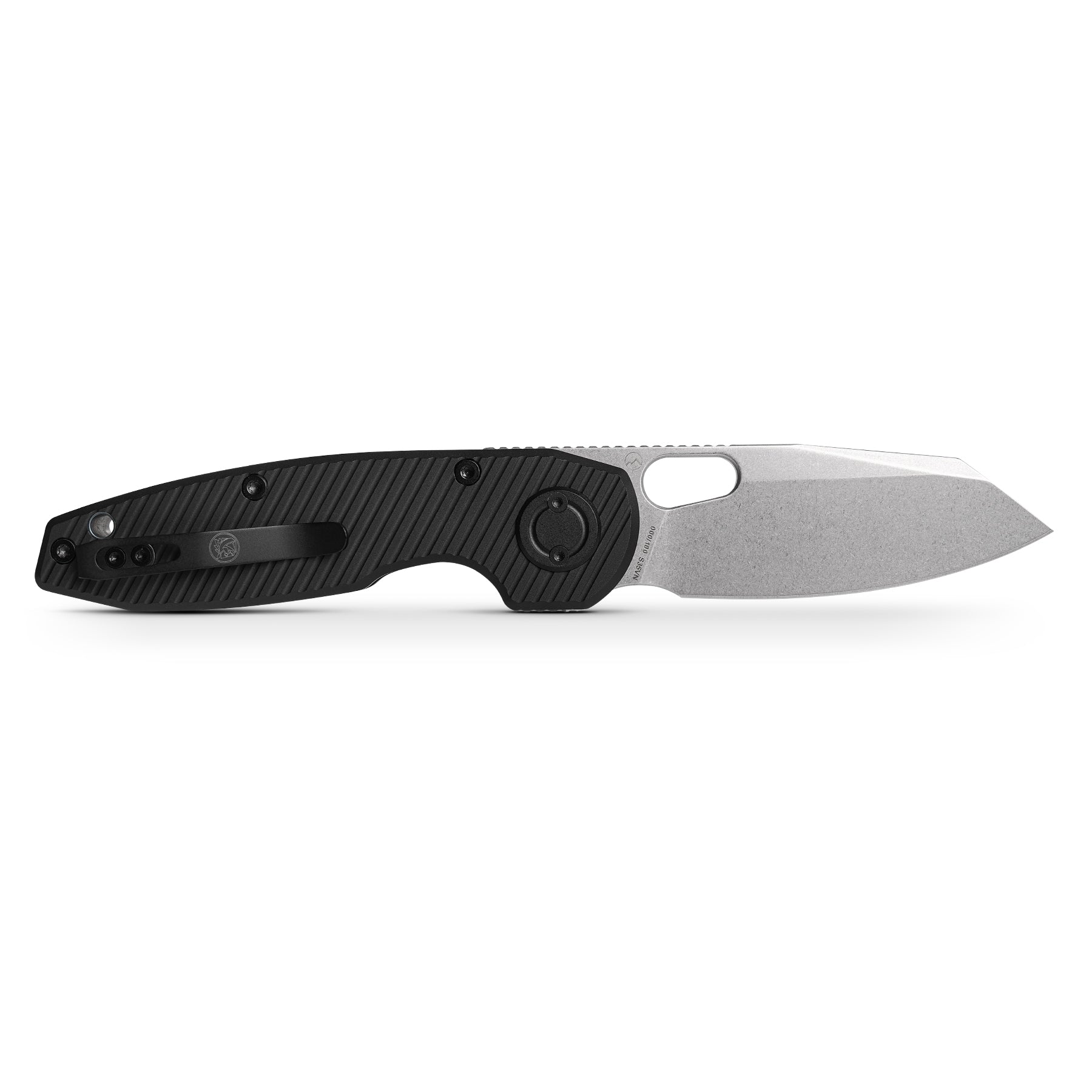 WMK EXCLUSIVE VOSTEED ANKYLO VANCHOR LOCK POCKET KNIFE BLACK LINED ALUMINUM S35VN STEEL STONEWASHED BLADE A1915