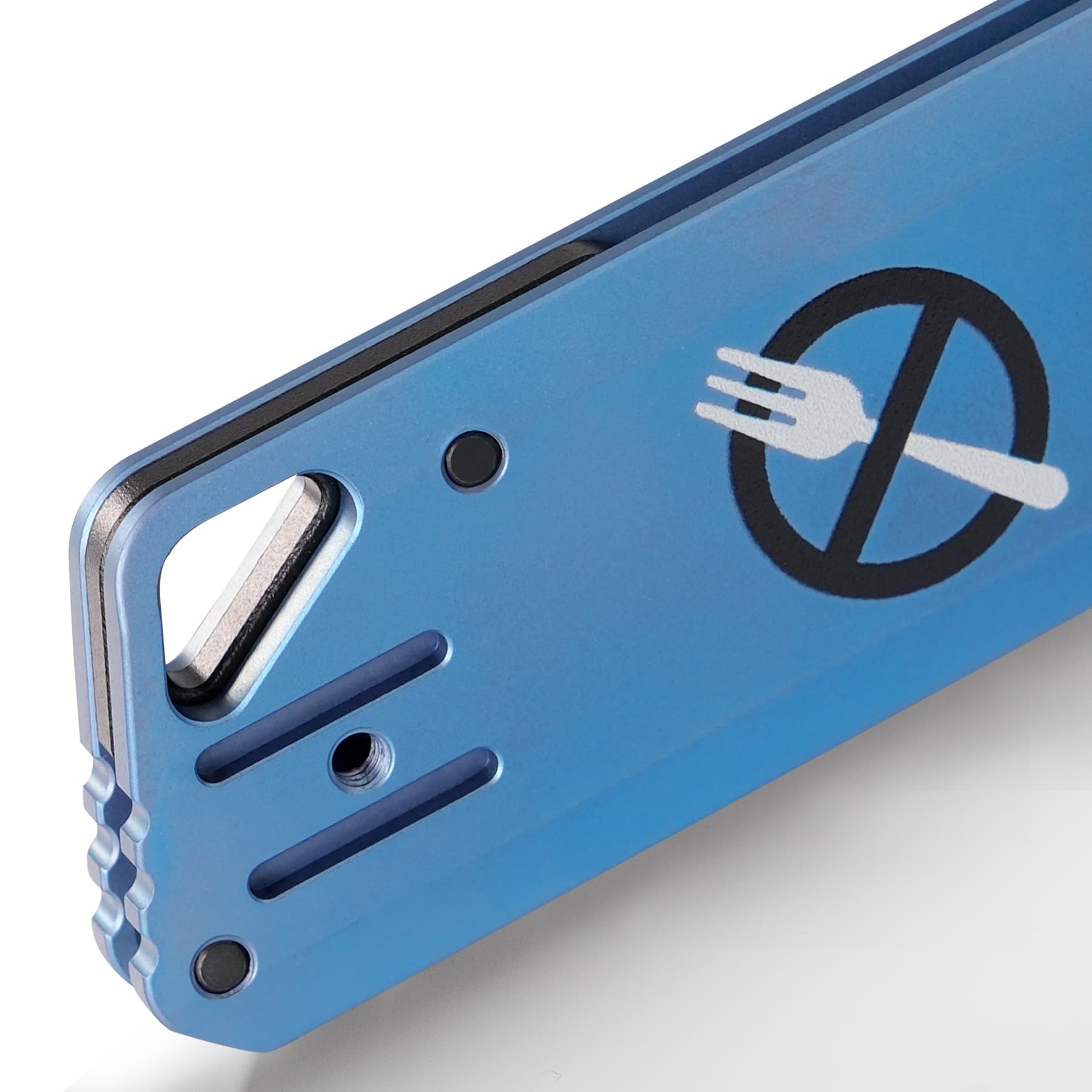 BLADEHQ Exclusive Vosteed Parallel Zero Forks Crossbar Lock Knife Blue Titanium (3" Black) A3512