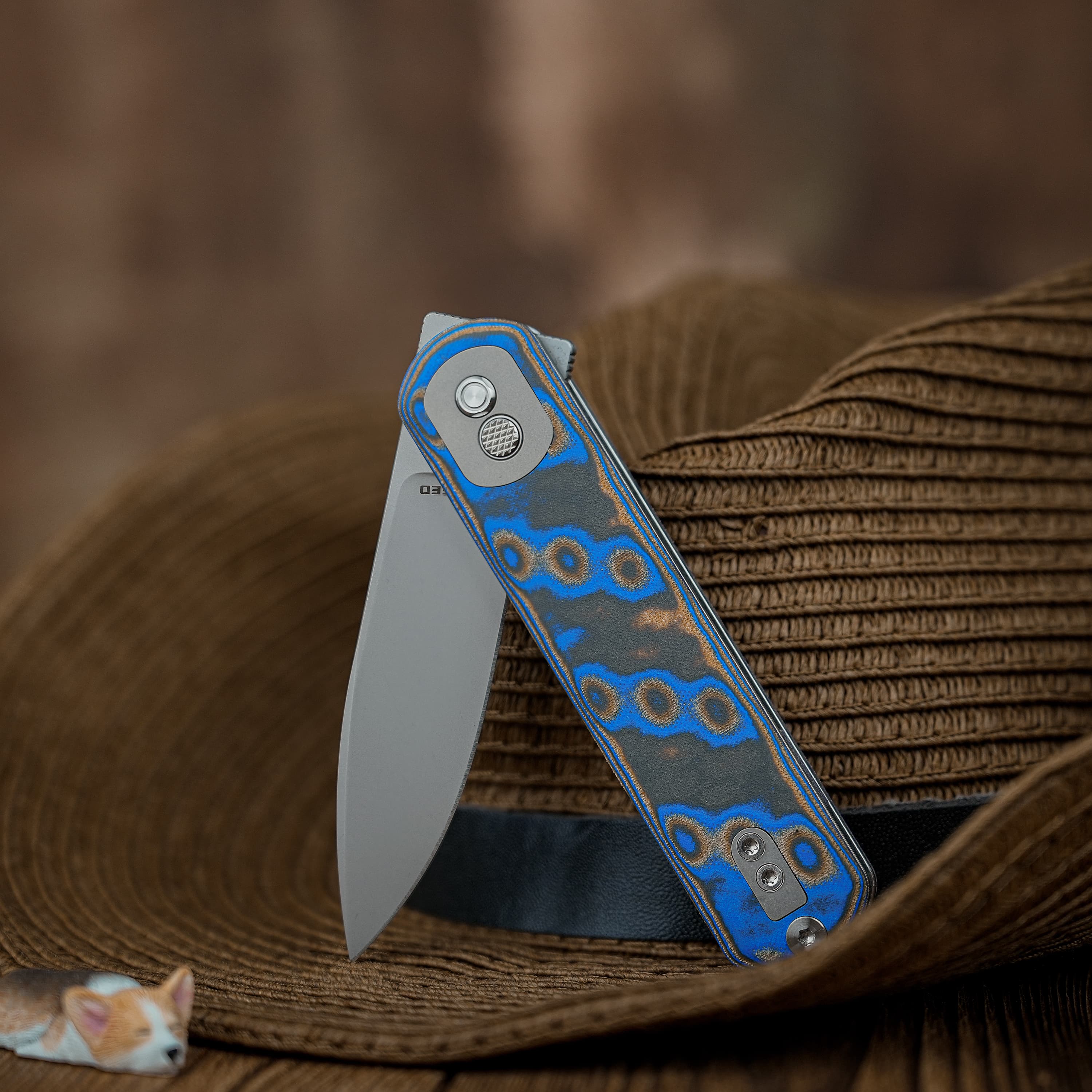 Brown Micarta Corgi Knife | Classic EDC Feel, Button Lock